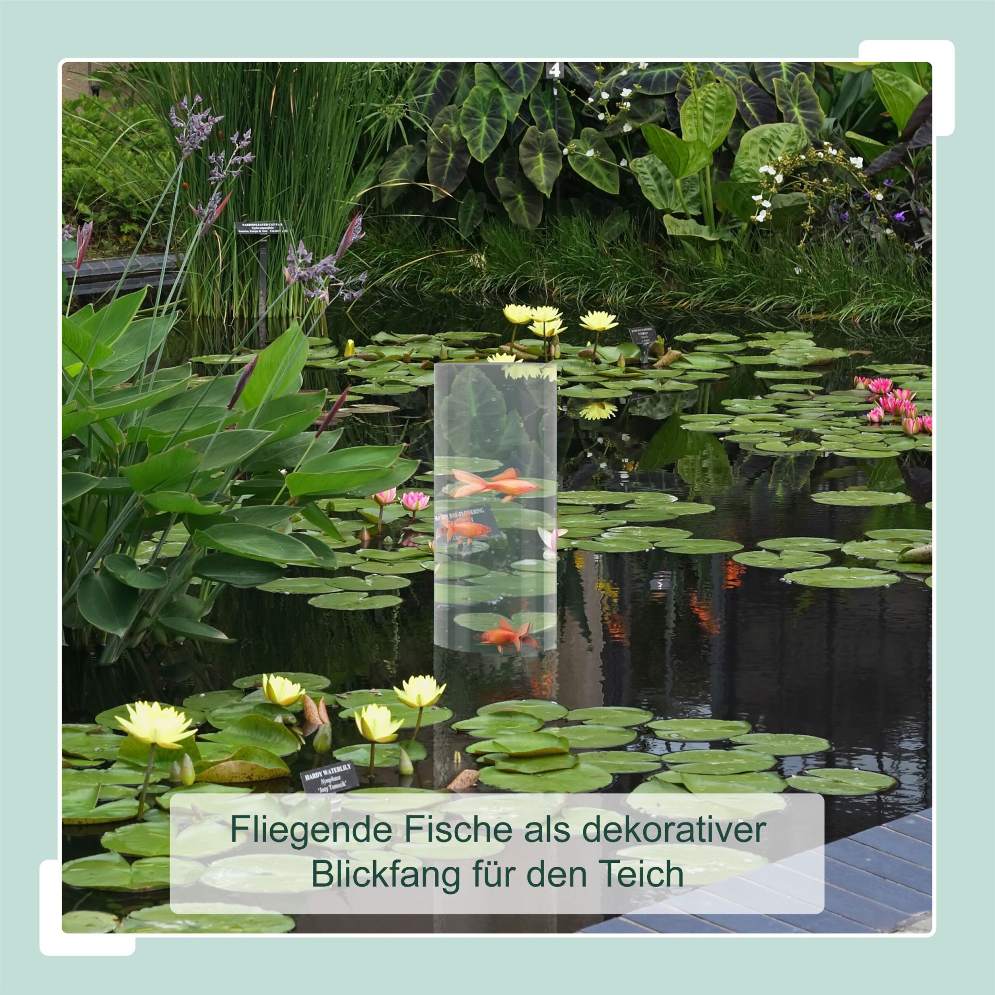 Fischsäule für Gartenteich Transparent-Grau von Relaxdays