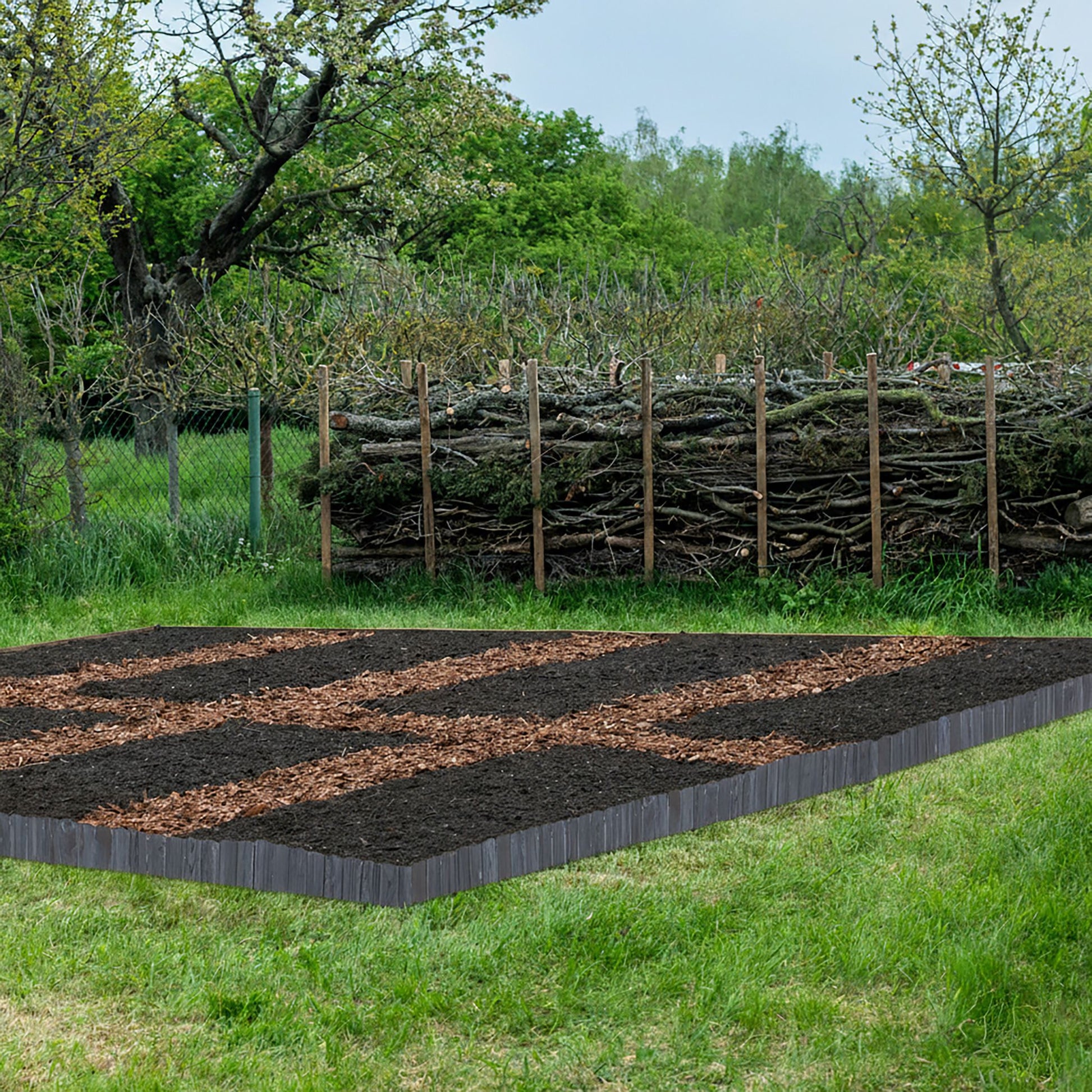 Beeteinfassung Holz flexibel Anthrazit von Relaxdays