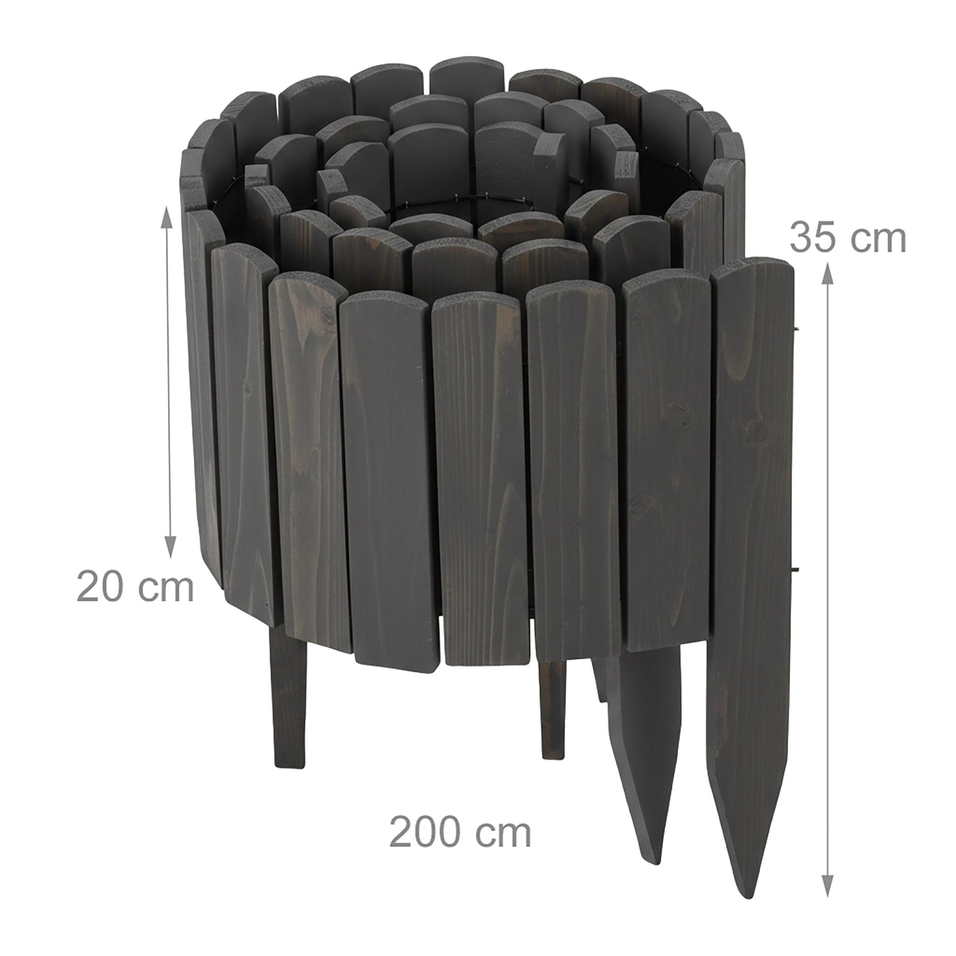 Beeteinfassung Holz flexibel Anthrazit von Relaxdays