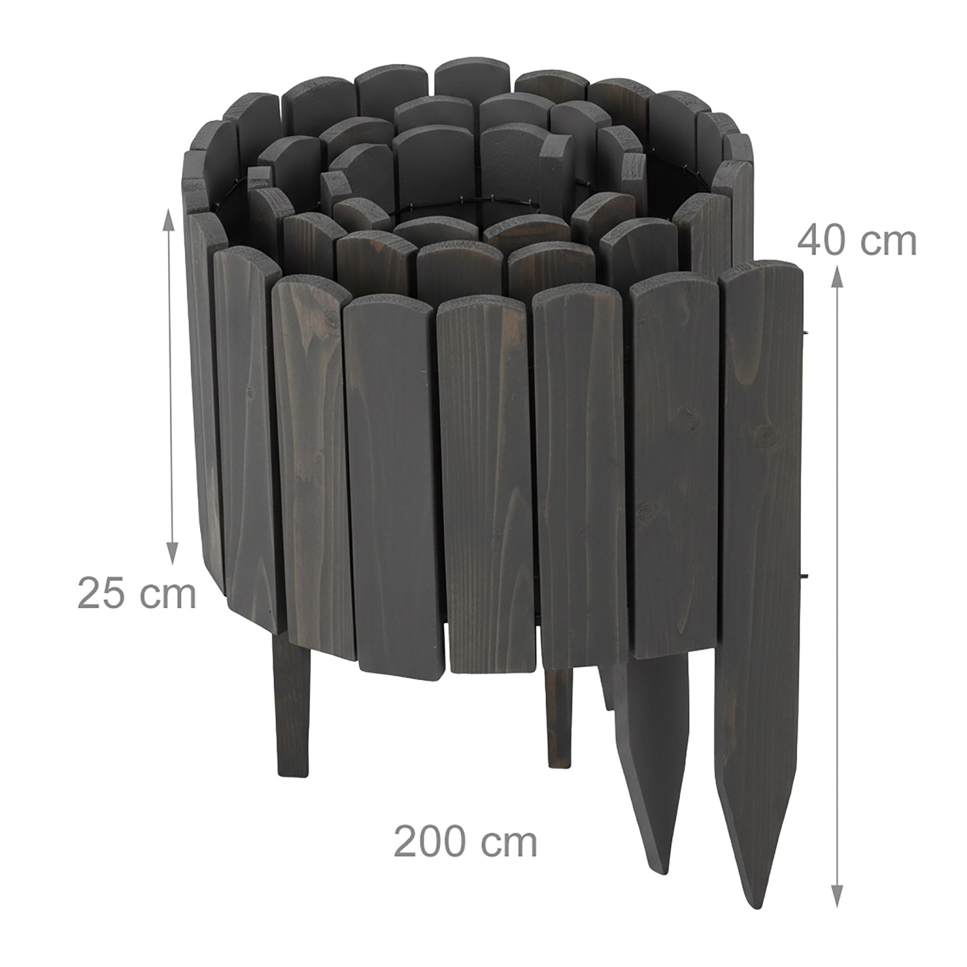 Beeteinfassung Holz flexibel Anthrazit von Relaxdays