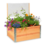 Hochbeet mit Rankhilfe Holz Hellbraun-Schwarz-Silber von Relaxdays