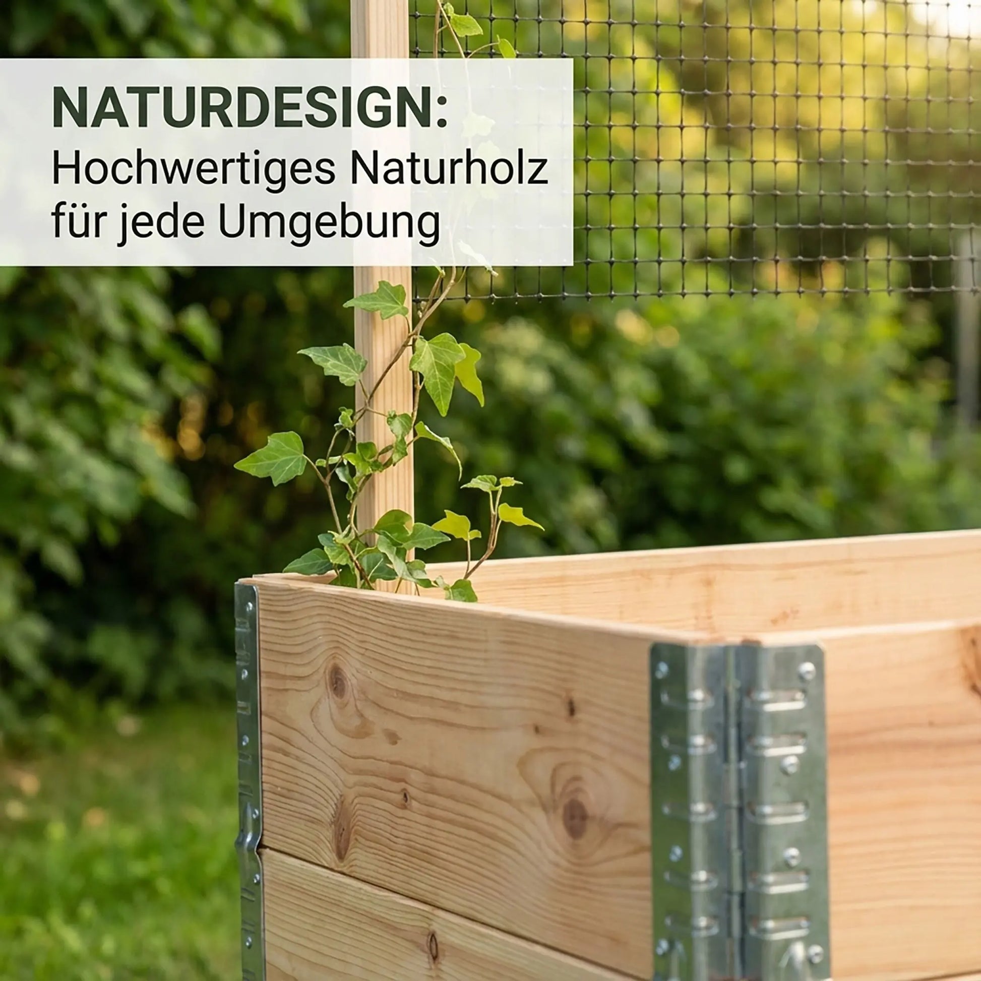 Hochbeet mit Rankhilfe Holz Hellbraun-Schwarz-Silber von Relaxdays