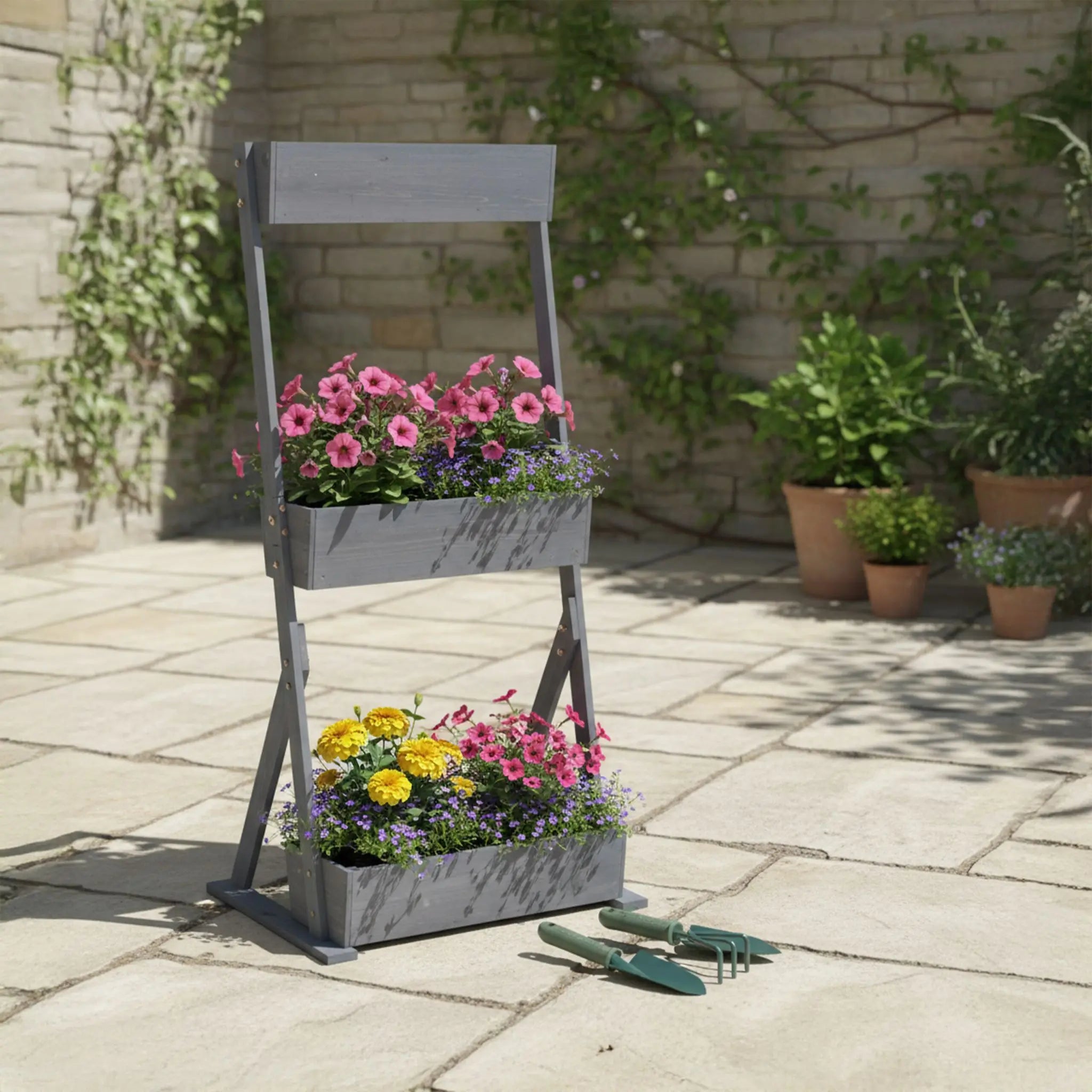 Vertikalbeet mit mehreren Kästen Anthrazit von Relaxdays