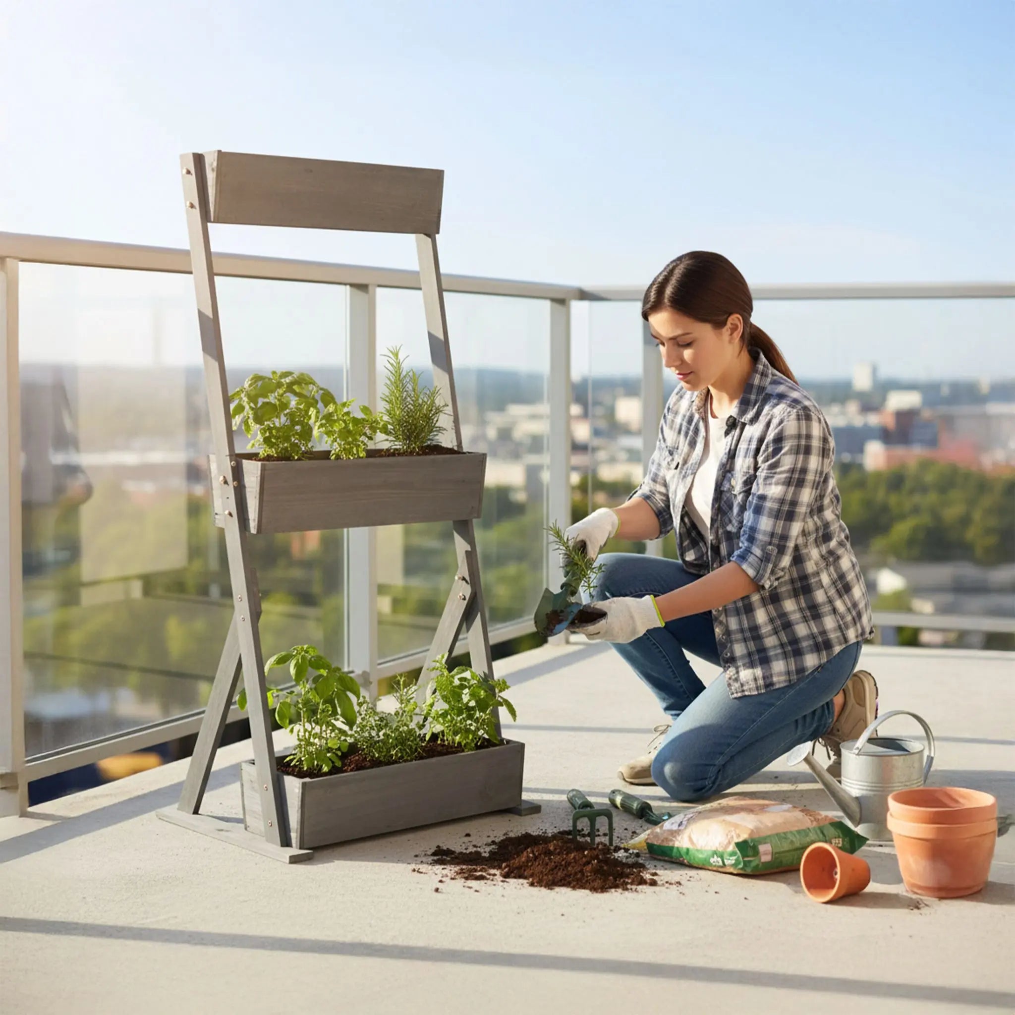 Vertikalbeet mit mehreren Kästen Anthrazit von Relaxdays