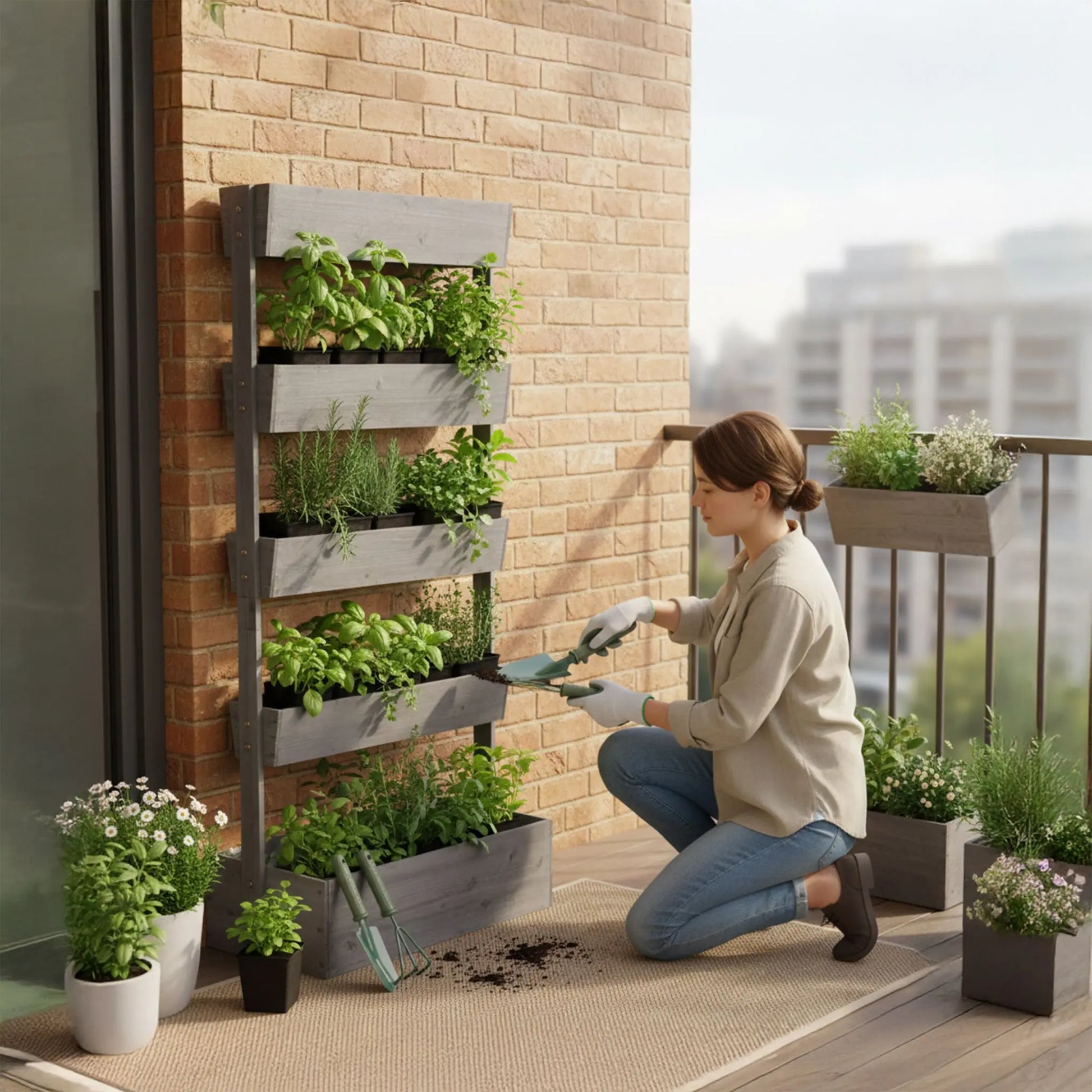 Vertikalbeet mit mehreren Kästen Anthrazit von Relaxdays