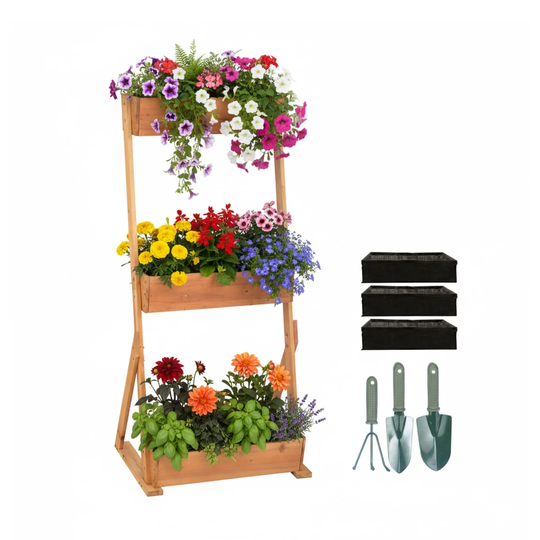 Vertikalbeet mit mehreren Kästen Braun von Relaxdays