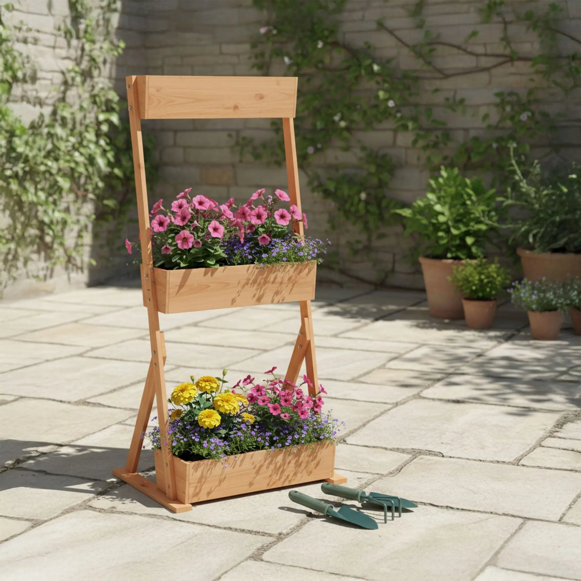 Vertikalbeet mit mehreren Kästen Braun von Relaxdays