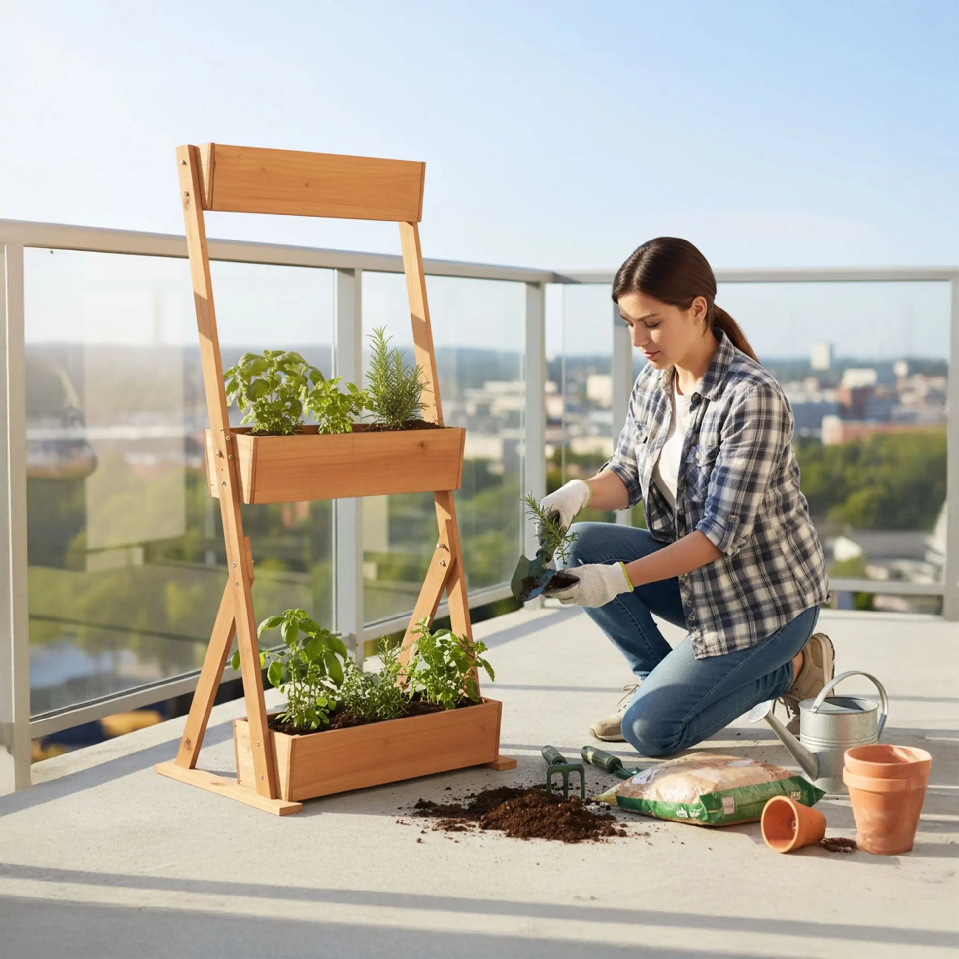 Vertikalbeet mit mehreren Kästen Braun von Relaxdays