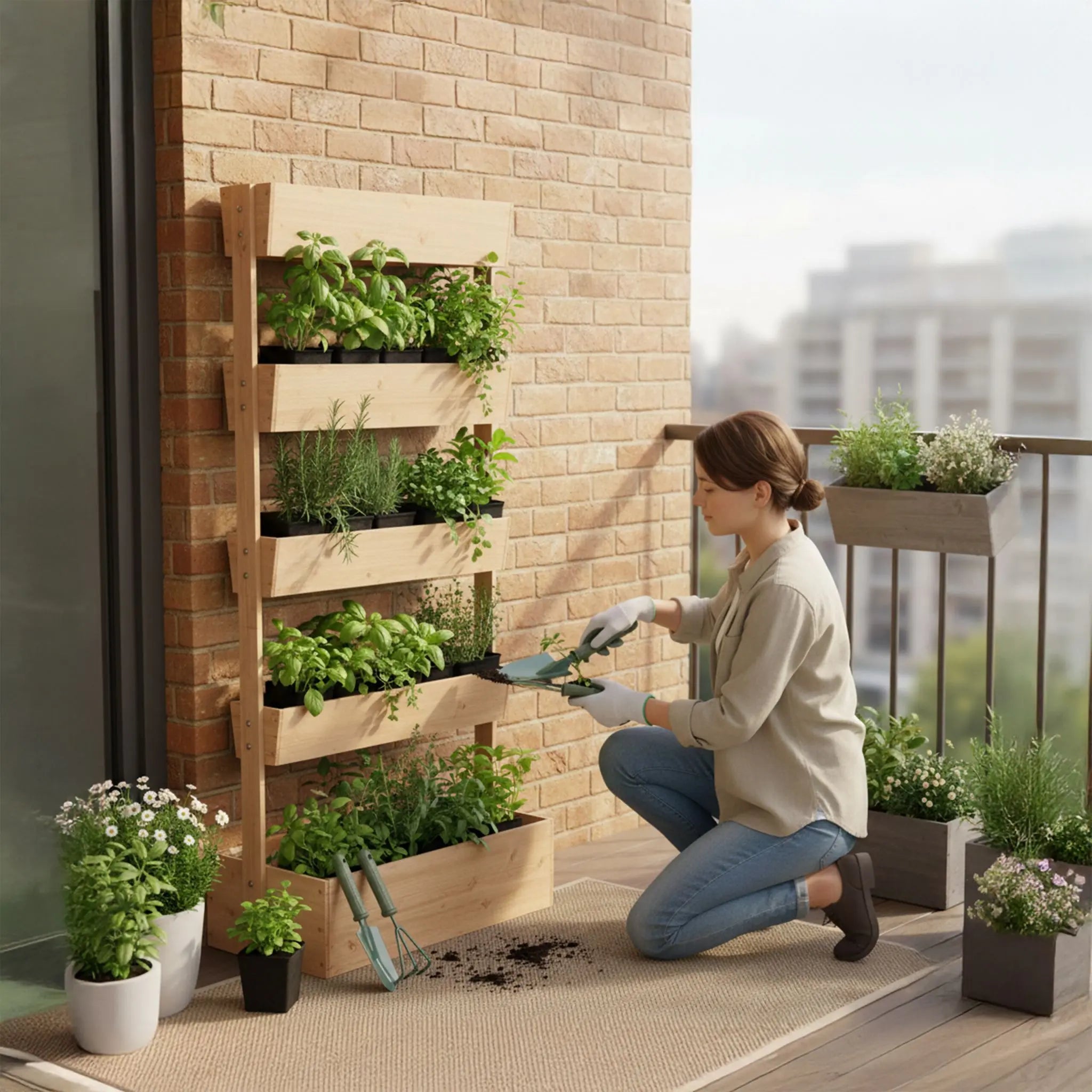 Vertikalbeet mit mehreren Kästen Braun von Relaxdays