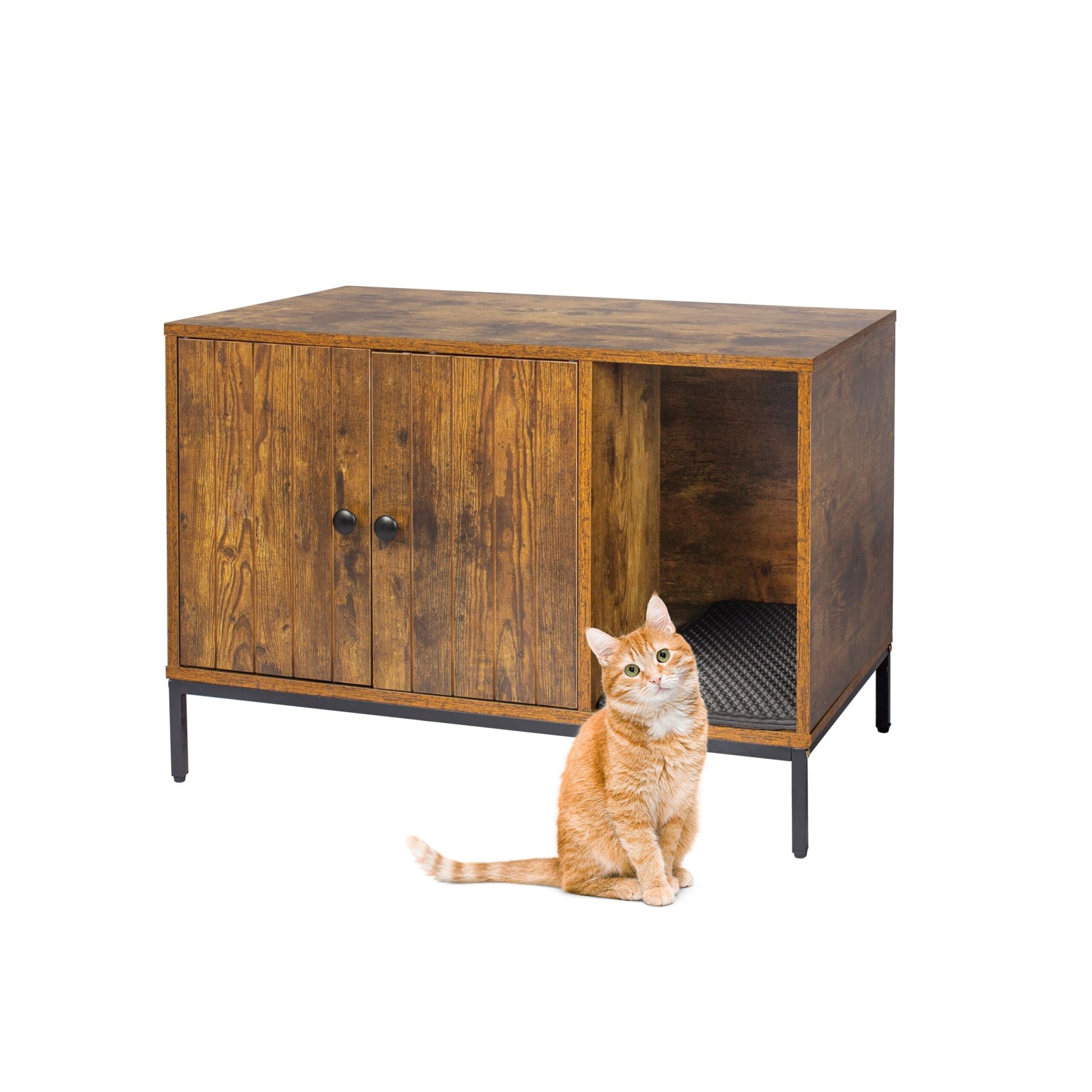 Katzenschrank für Katzenklo Dunkelbraun-Schwarz von Relaxdays