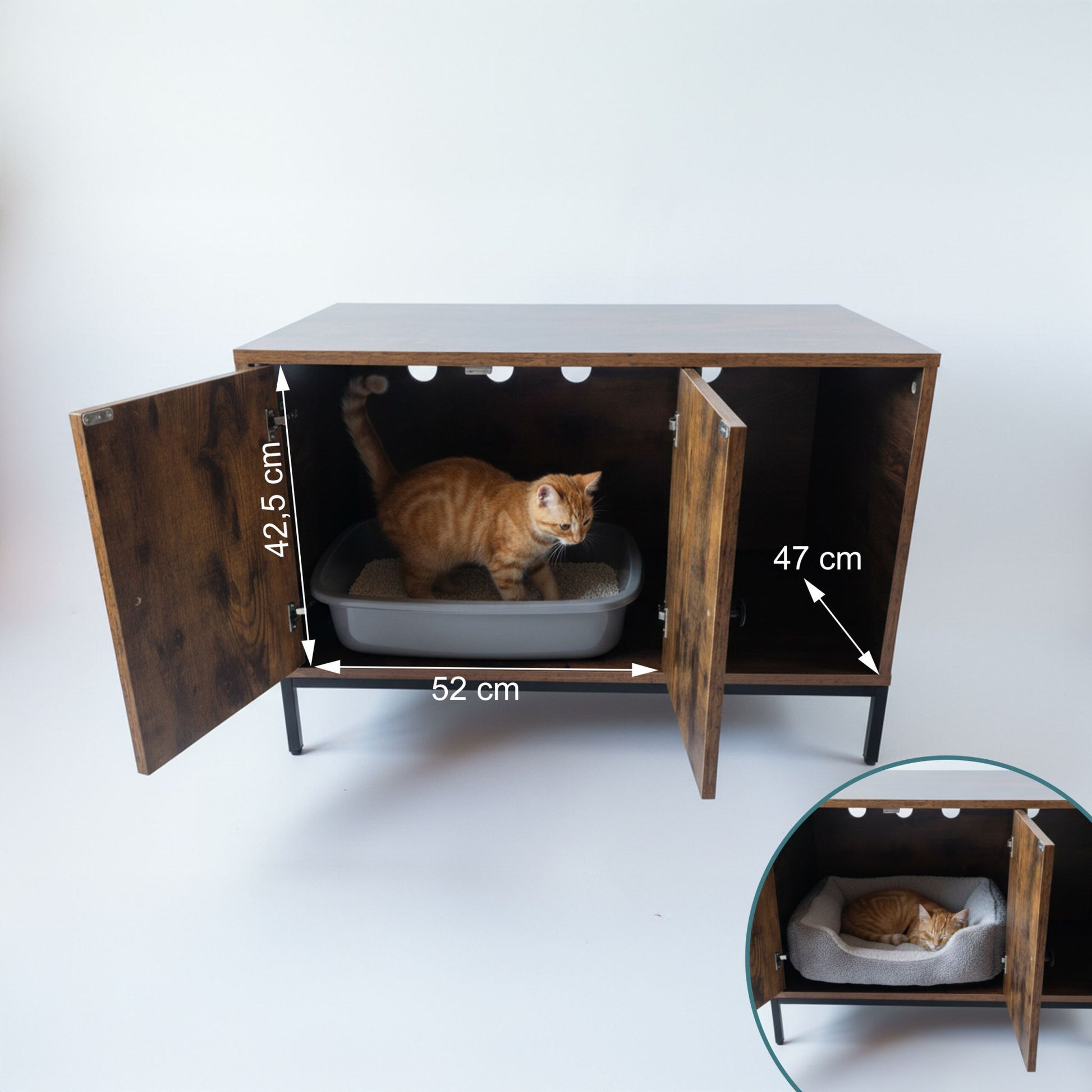 Katzenschrank für Katzenklo Dunkelbraun-Schwarz von Relaxdays