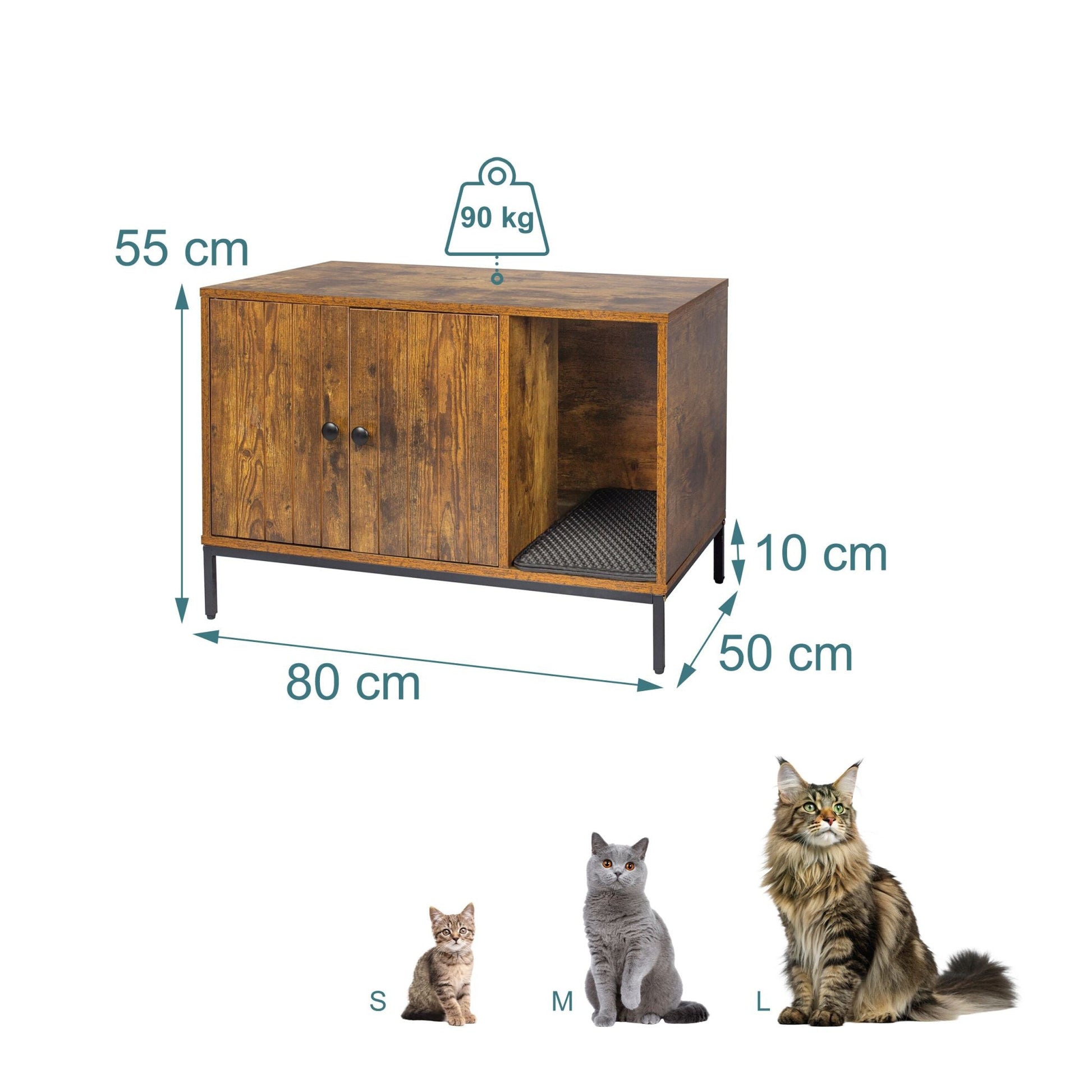 Katzenschrank für Katzenklo Dunkelbraun-Schwarz von Relaxdays