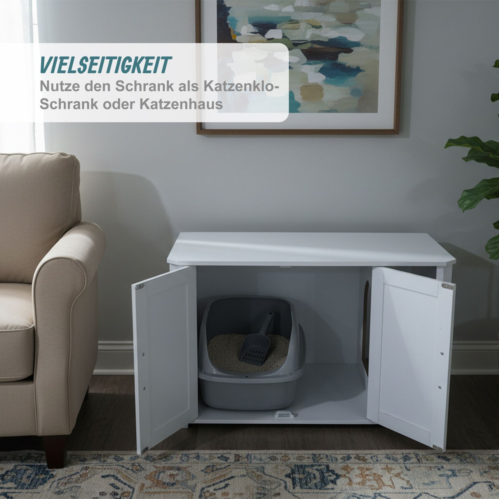 Katzenschrank für Katzenklo Weiss von Relaxdays