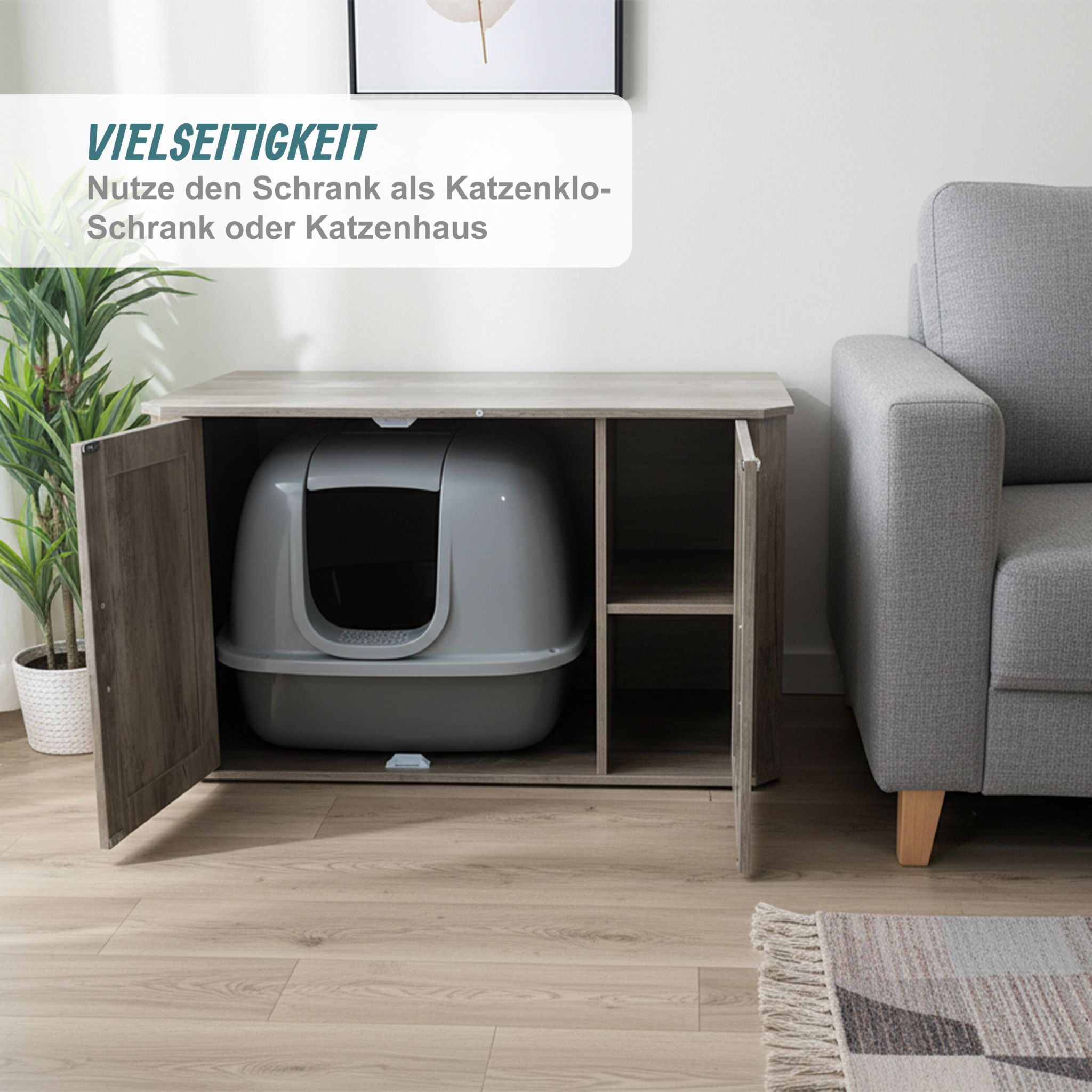Katzenschrank für Katzenklo Braun von Relaxdays