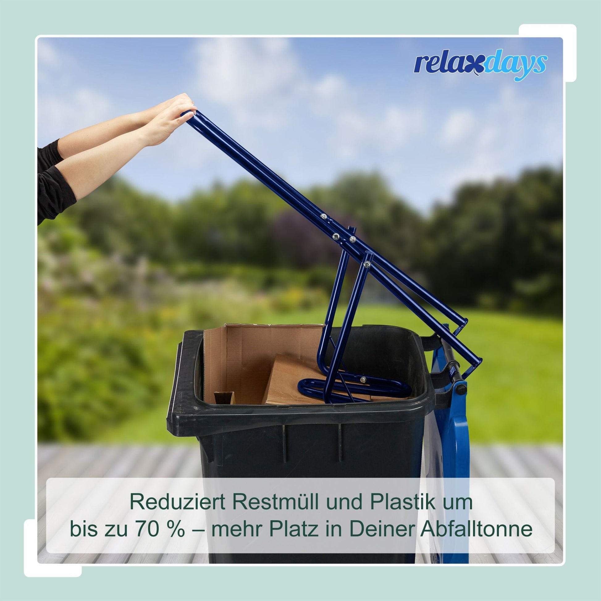 Müllpresse für die Mülltonne Blau von Relaxdays