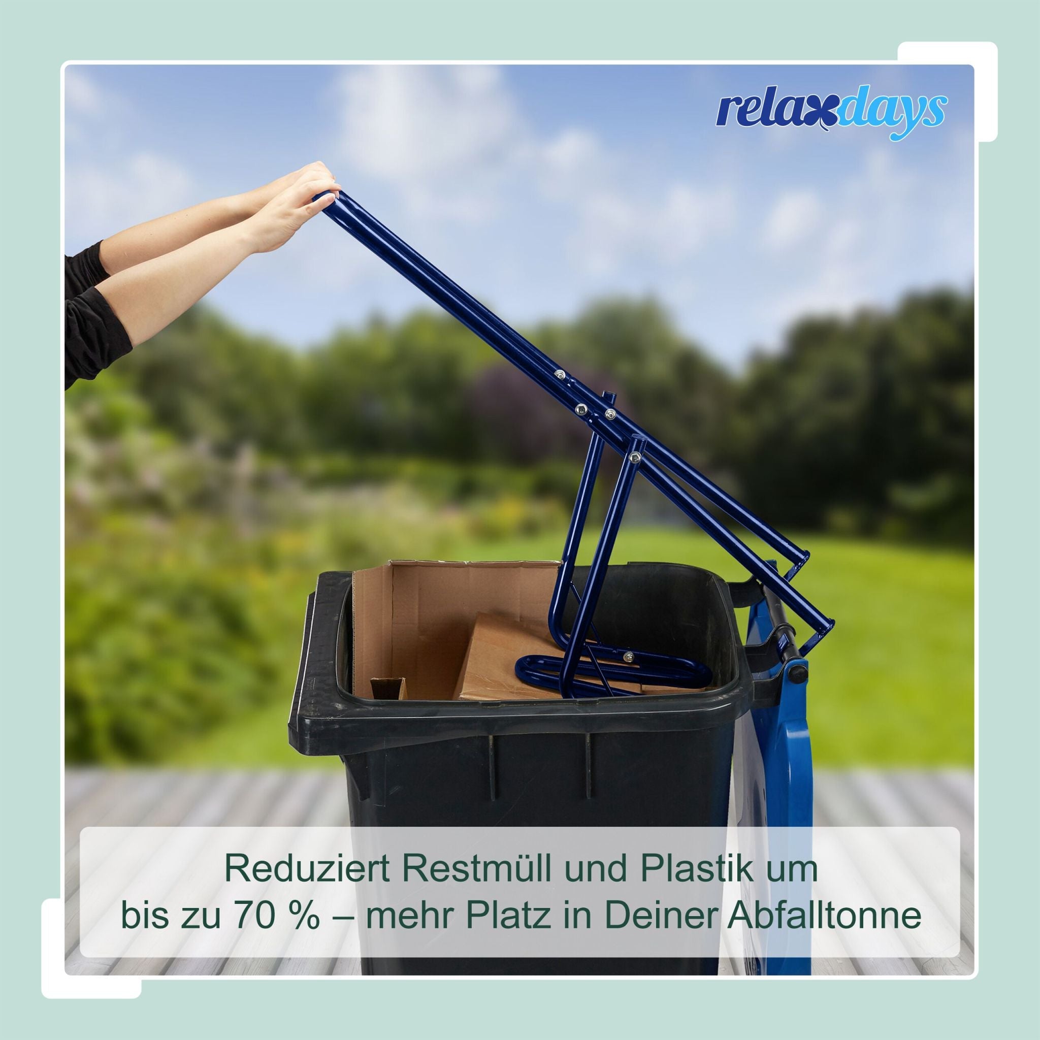 Müllpresse für die Mülltonne Blau von Relaxdays