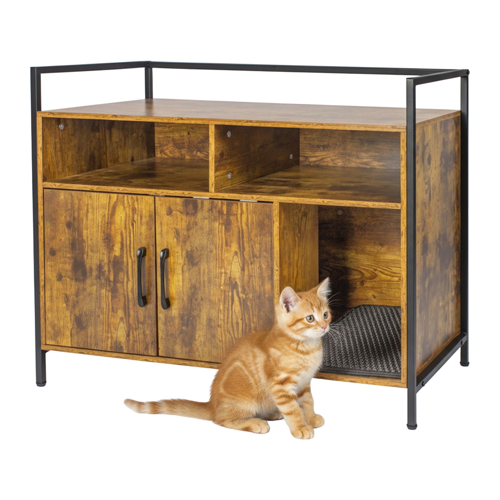 Katzenschrank für Katzenklo Dunkelbraun-Schwarz von Relaxdays