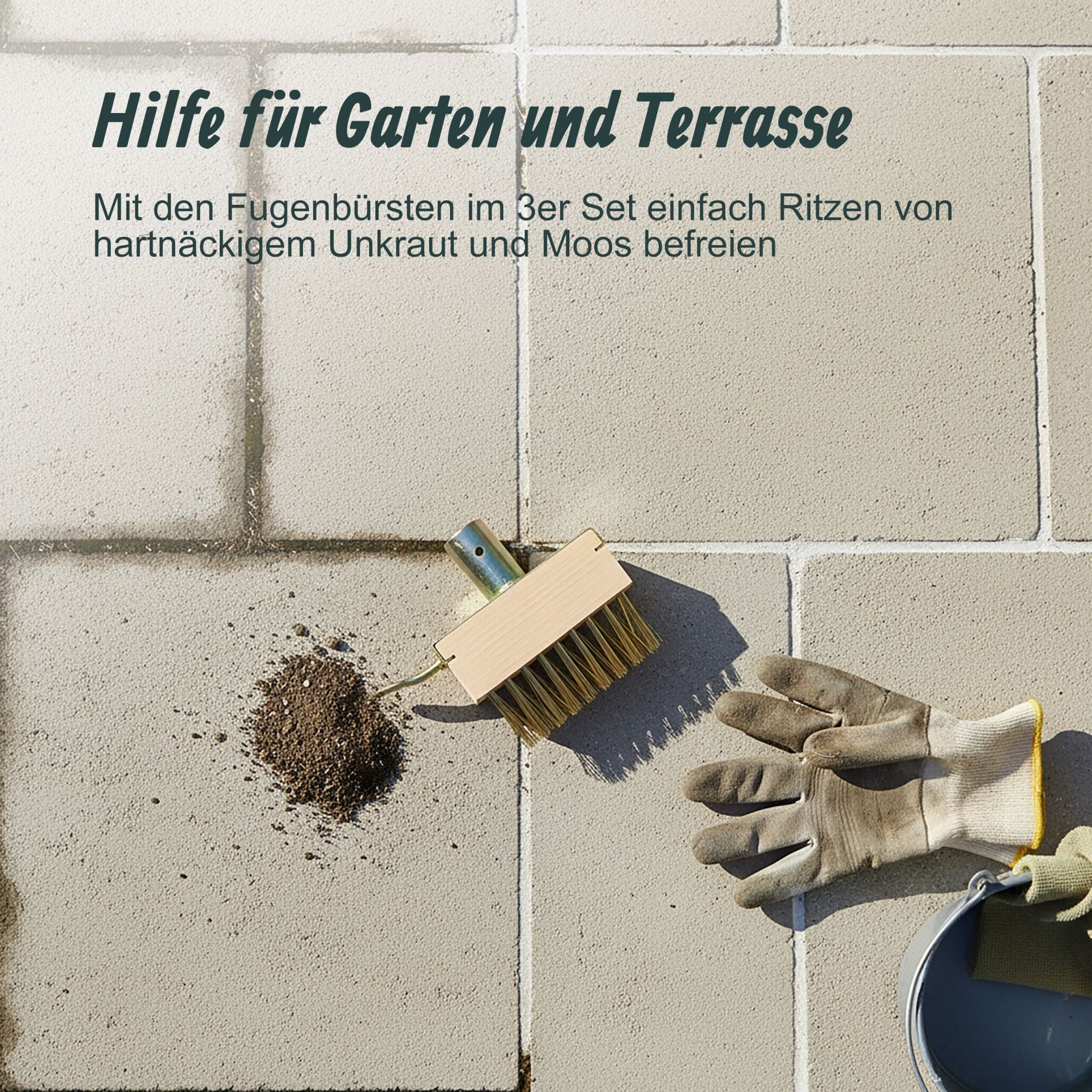 Fugenbürste Unkraut 3er-Set Gold-Hellbraun von Relaxdays