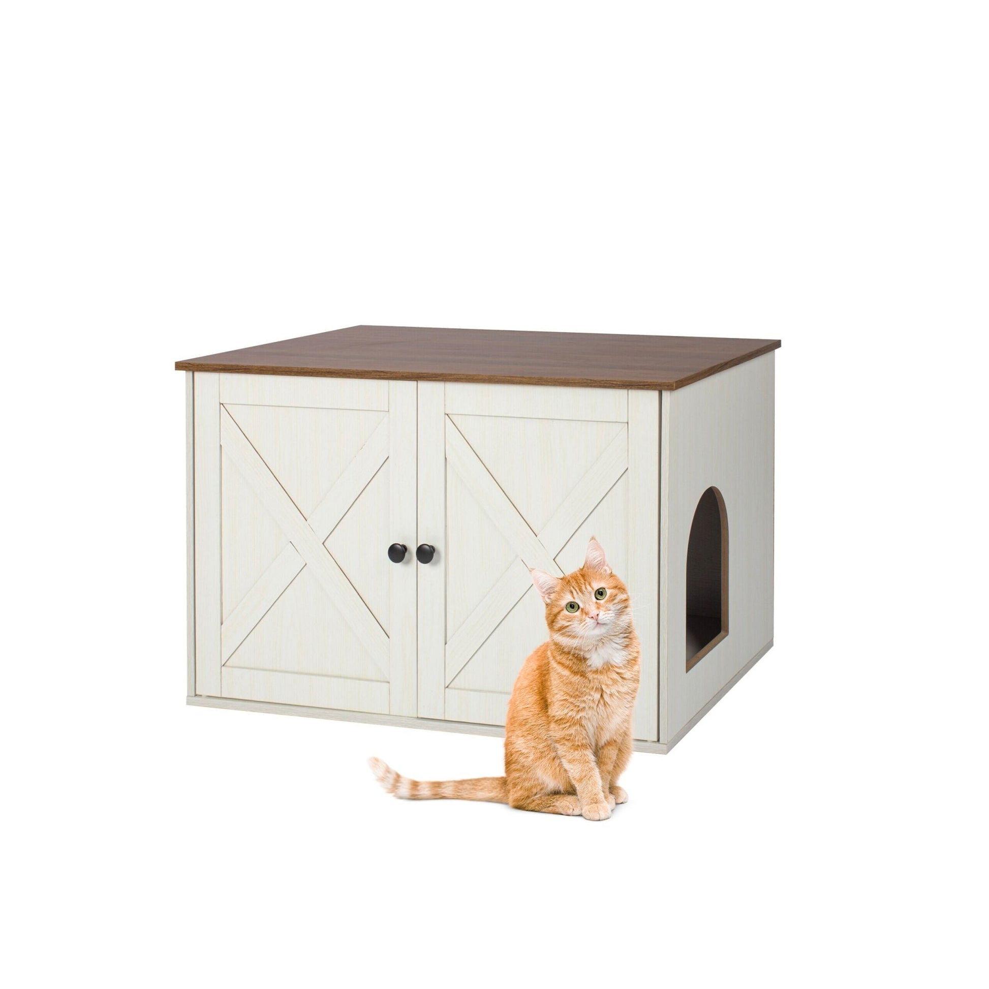 Katzenschrank für Katzenklo Braun-Creme von Relaxdays