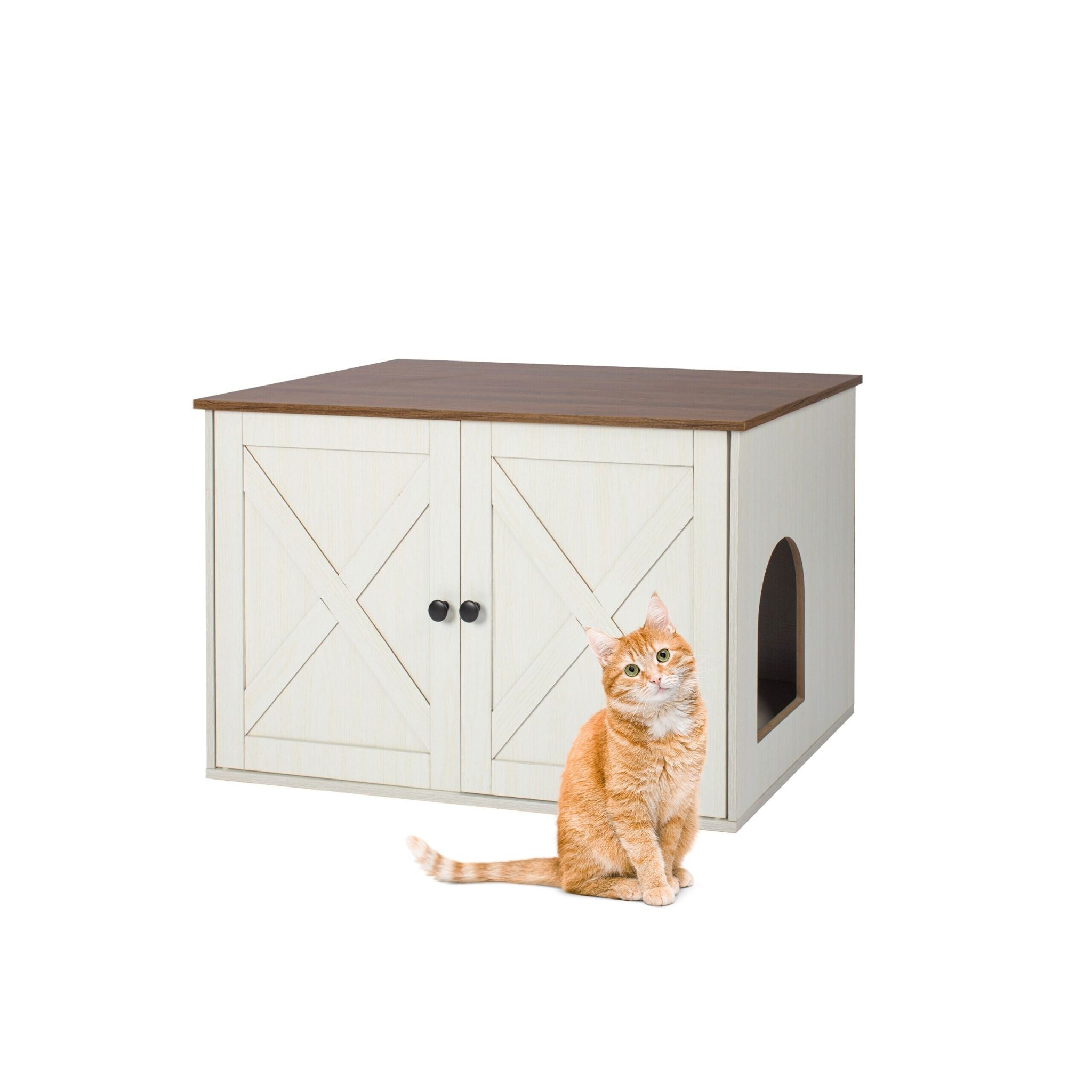 Katzenschrank für Katzenklo Braun-Creme von Relaxdays
