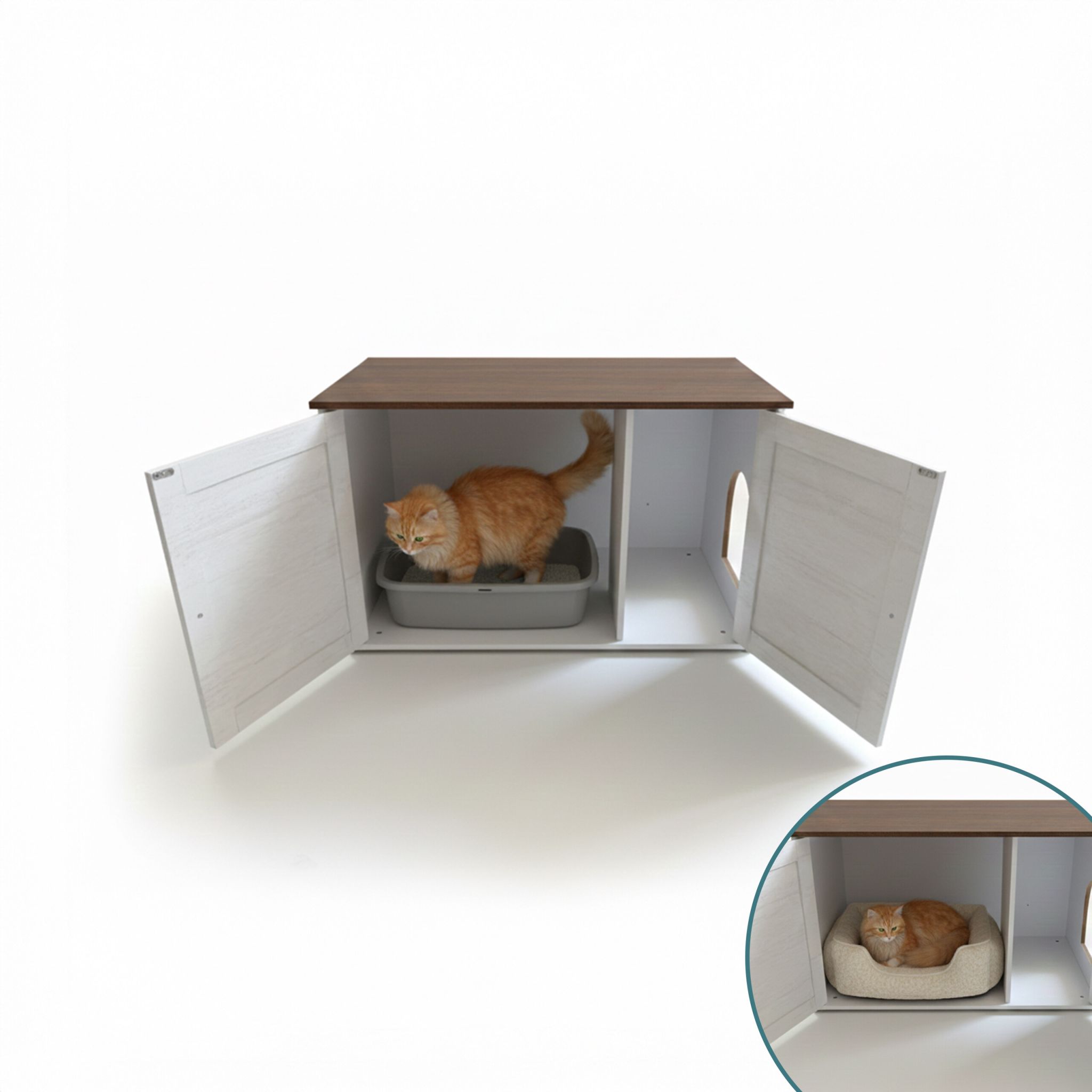 Katzenschrank für Katzenklo Braun-Creme von Relaxdays
