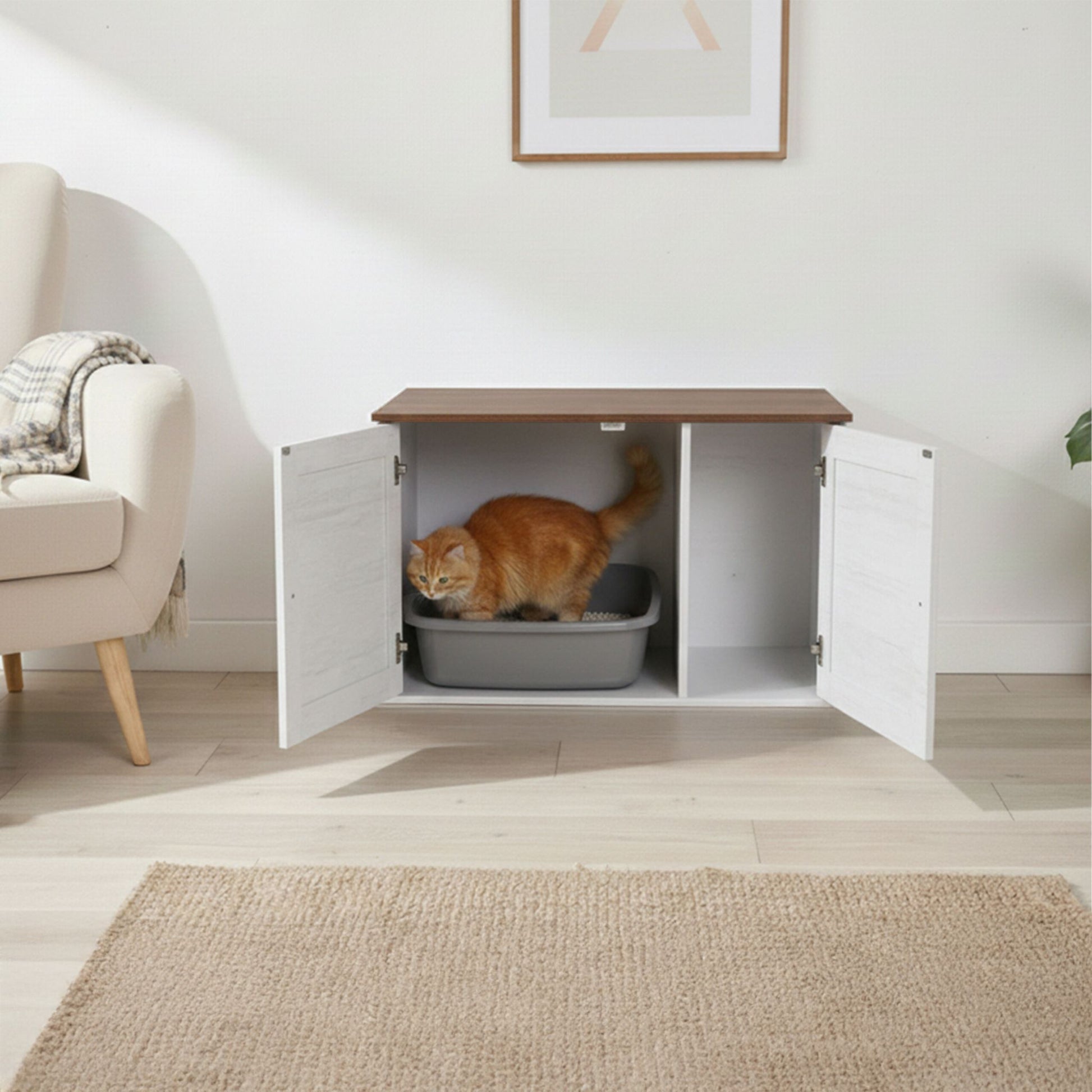 Katzenschrank für Katzenklo Braun-Creme von Relaxdays