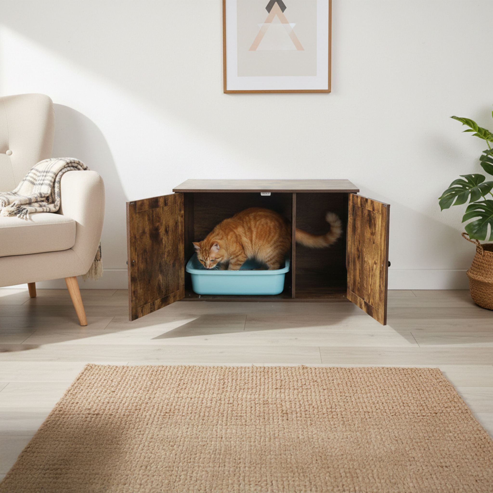 Katzenschrank für Katzenklo Dunkelbraun von Relaxdays