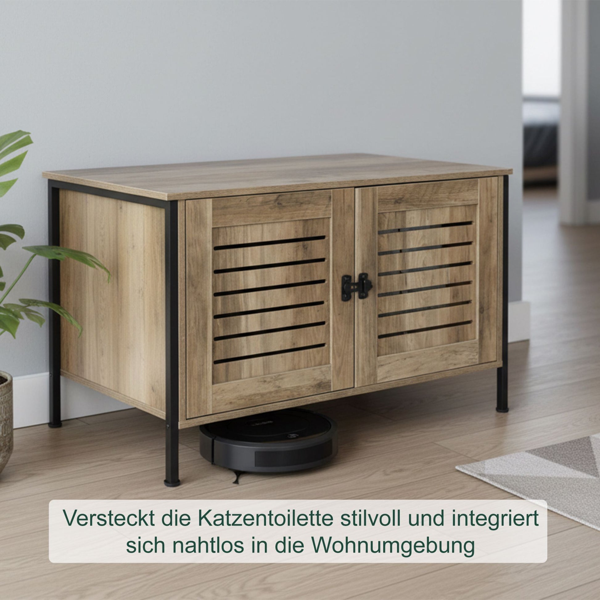 Katzenschrank für Katzenklo Braun-Schwarz von Relaxdays