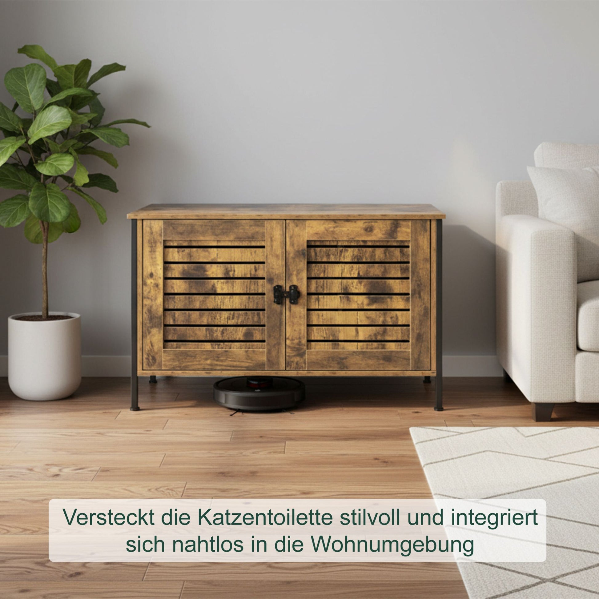 Katzenschrank für Katzenklo Dunkelbraun-Schwarz von Relaxdays