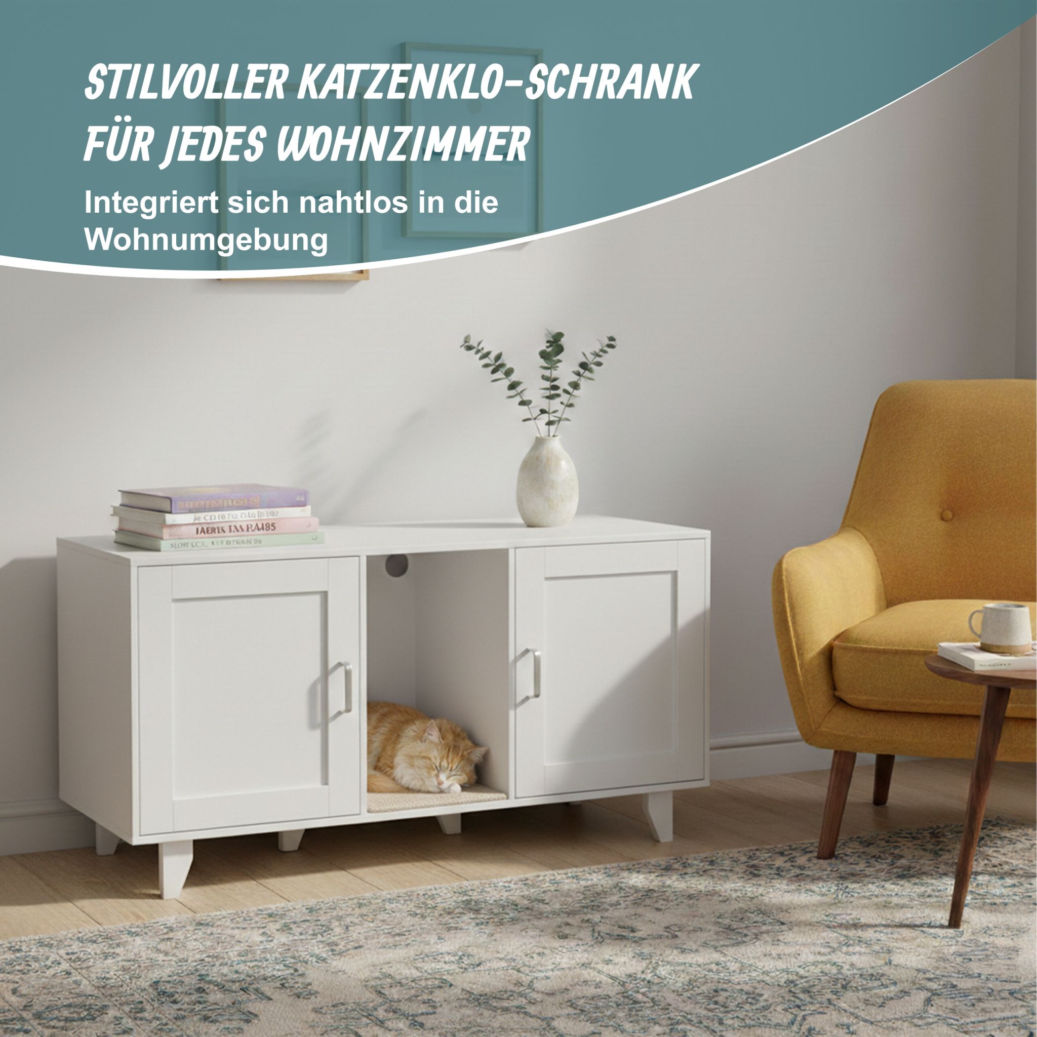 XXL Katzenschrank für Katzenklo Weiss