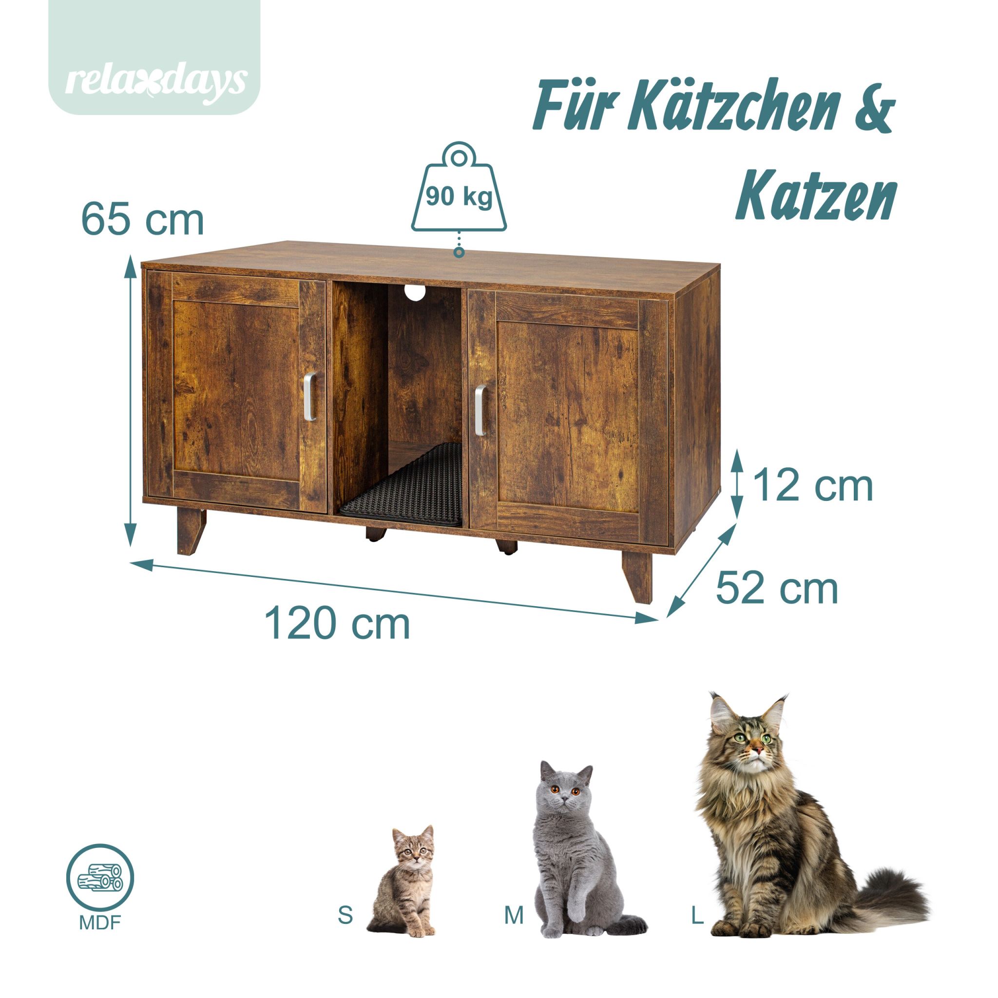 XXL Katzenschrank für Katzenklo Dunkelbraun von guteszeug.ch