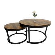 Satztisch 2er-Set Industrial Design Braun-Schwarz von Relaxdays