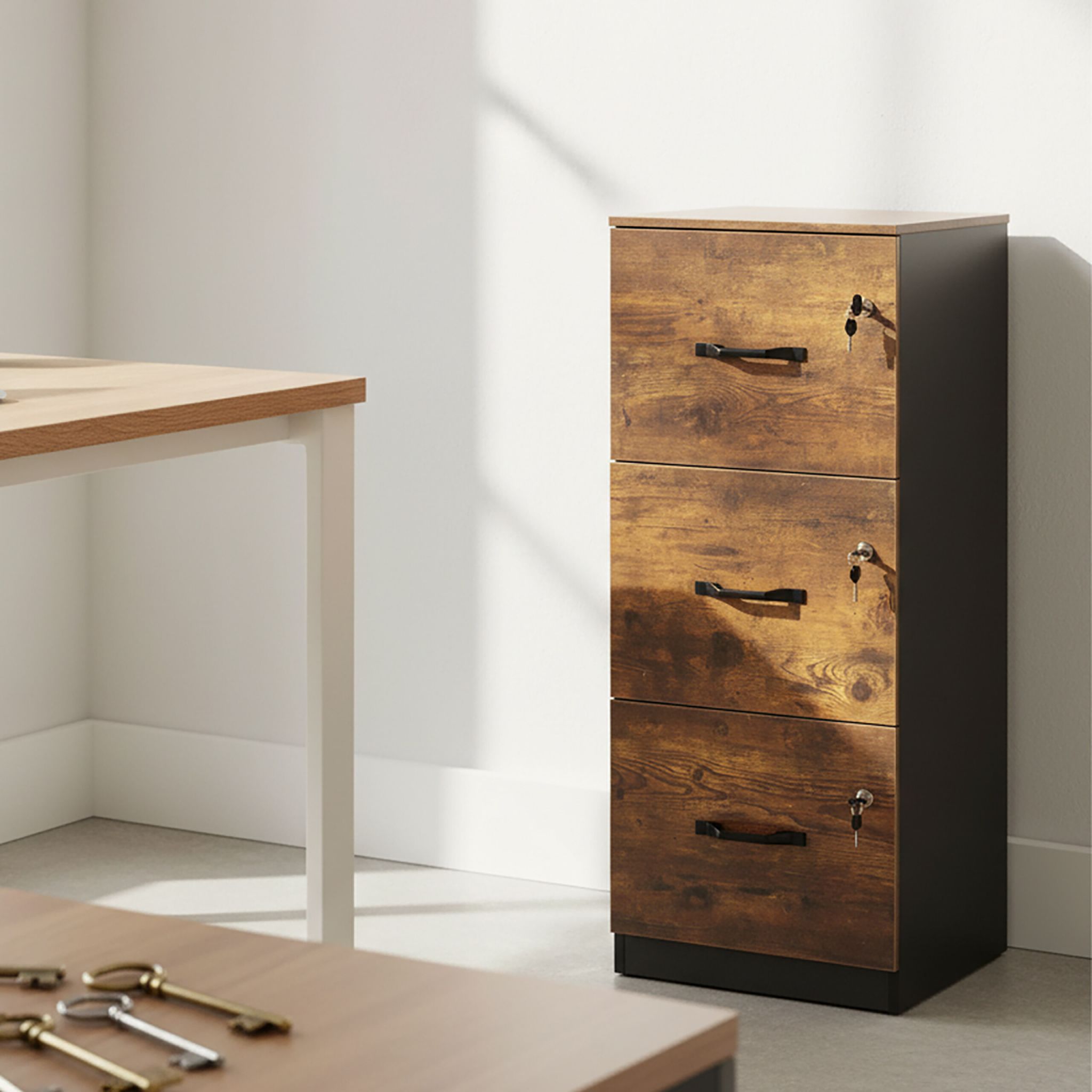 Aktenschrank Hängeregister Braun-Schwarz von Relaxdays