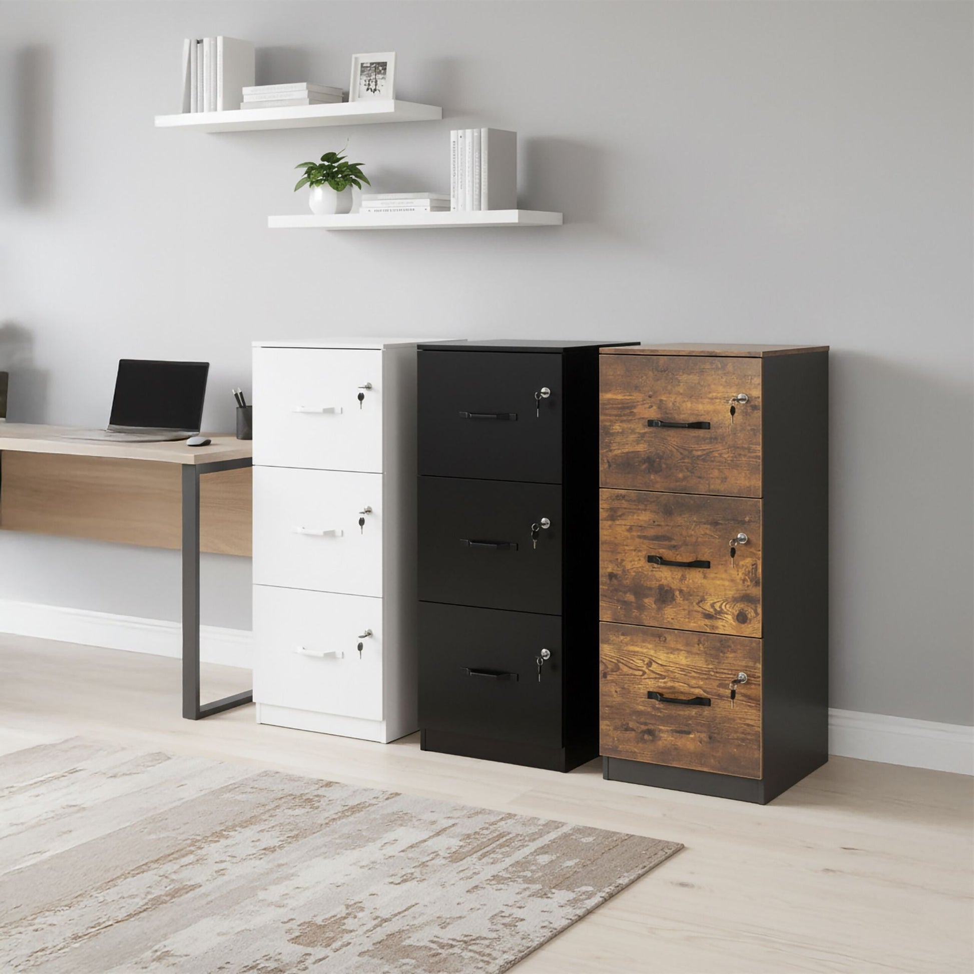 Aktenschrank Hängeregister Braun-Schwarz von Relaxdays