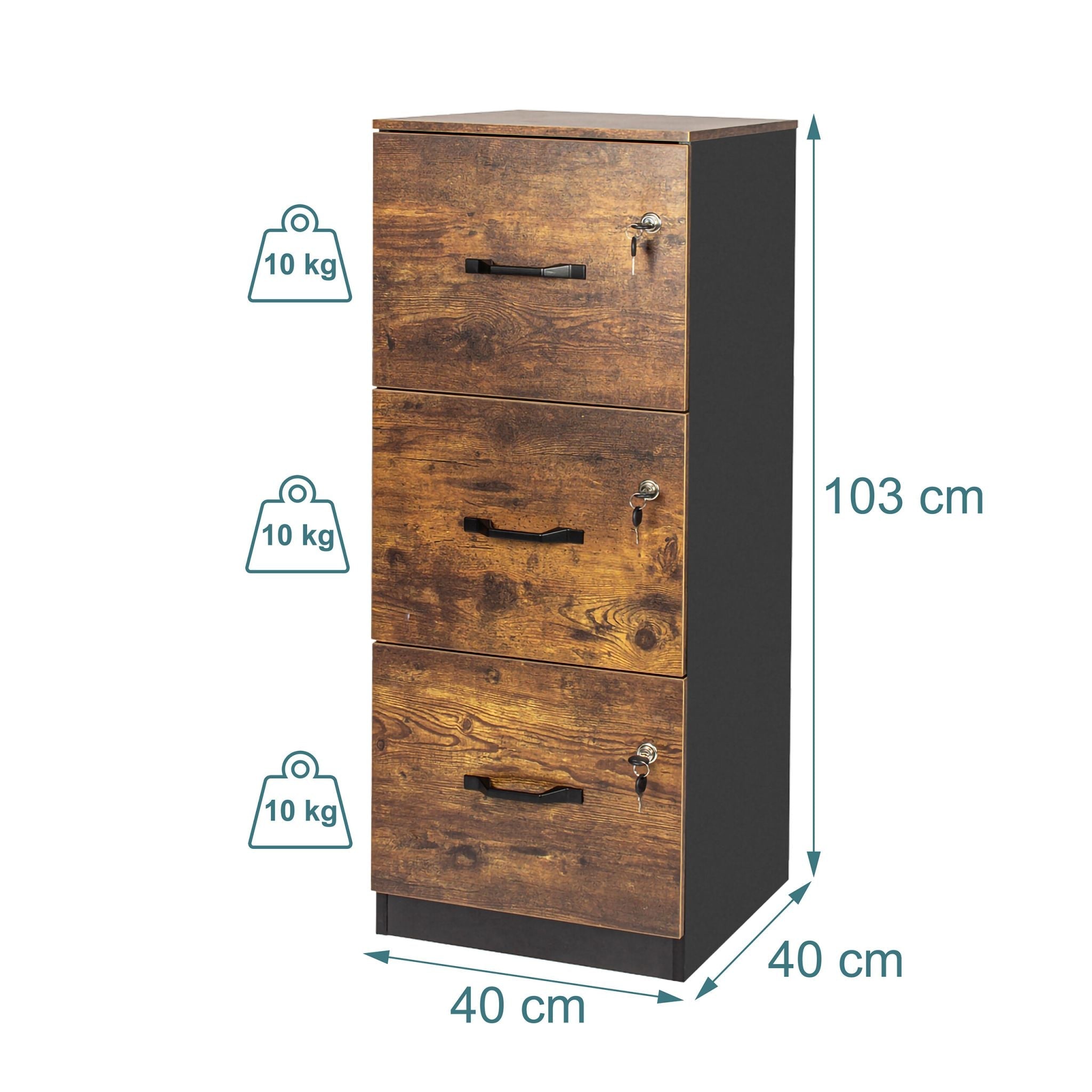 Aktenschrank Hängeregister Braun-Schwarz von Relaxdays