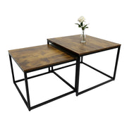 Satztisch 2er-Set Industrial Design Braun-Schwarz von Relaxdays