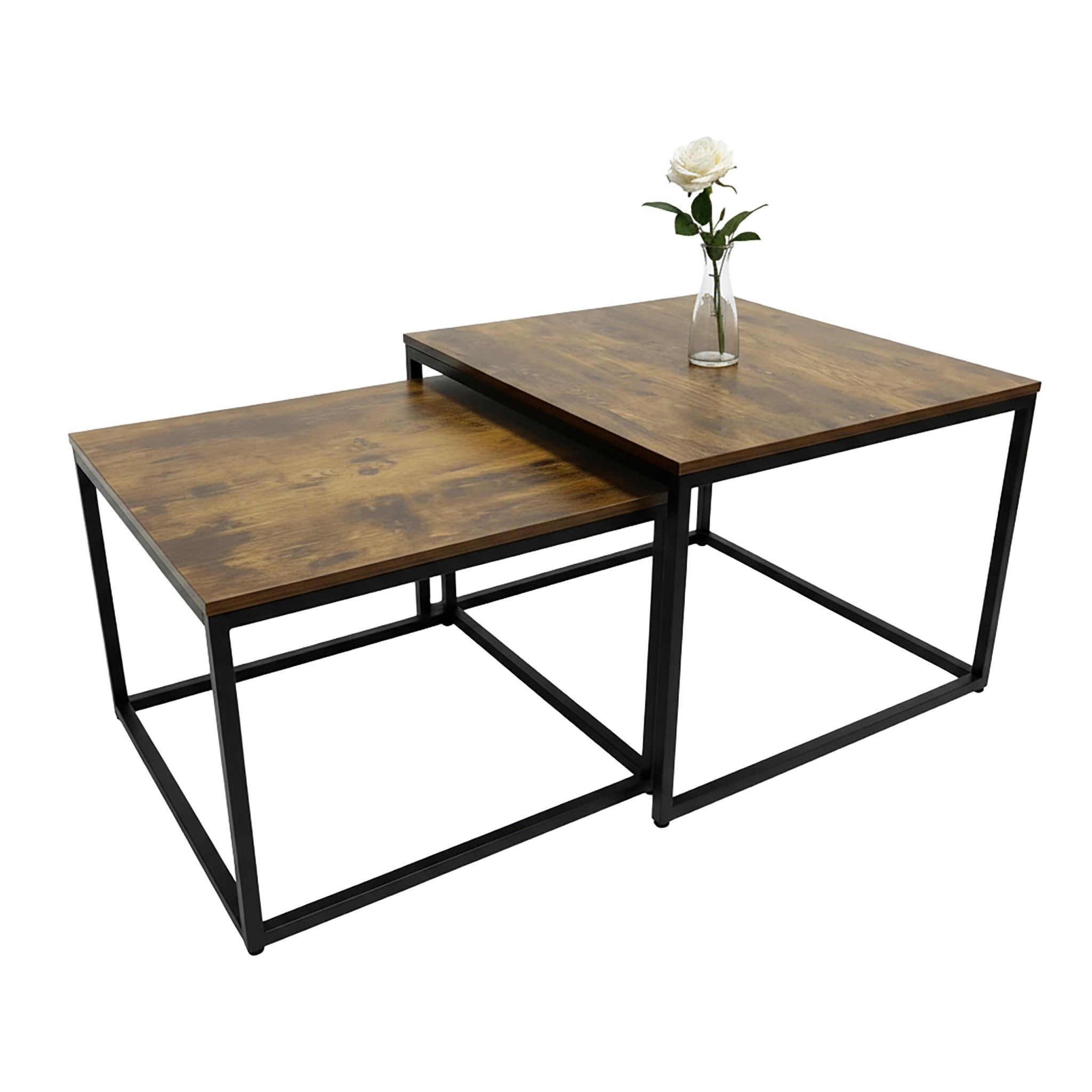 Satztisch 2er-Set Industrial Design Braun-Schwarz von Relaxdays