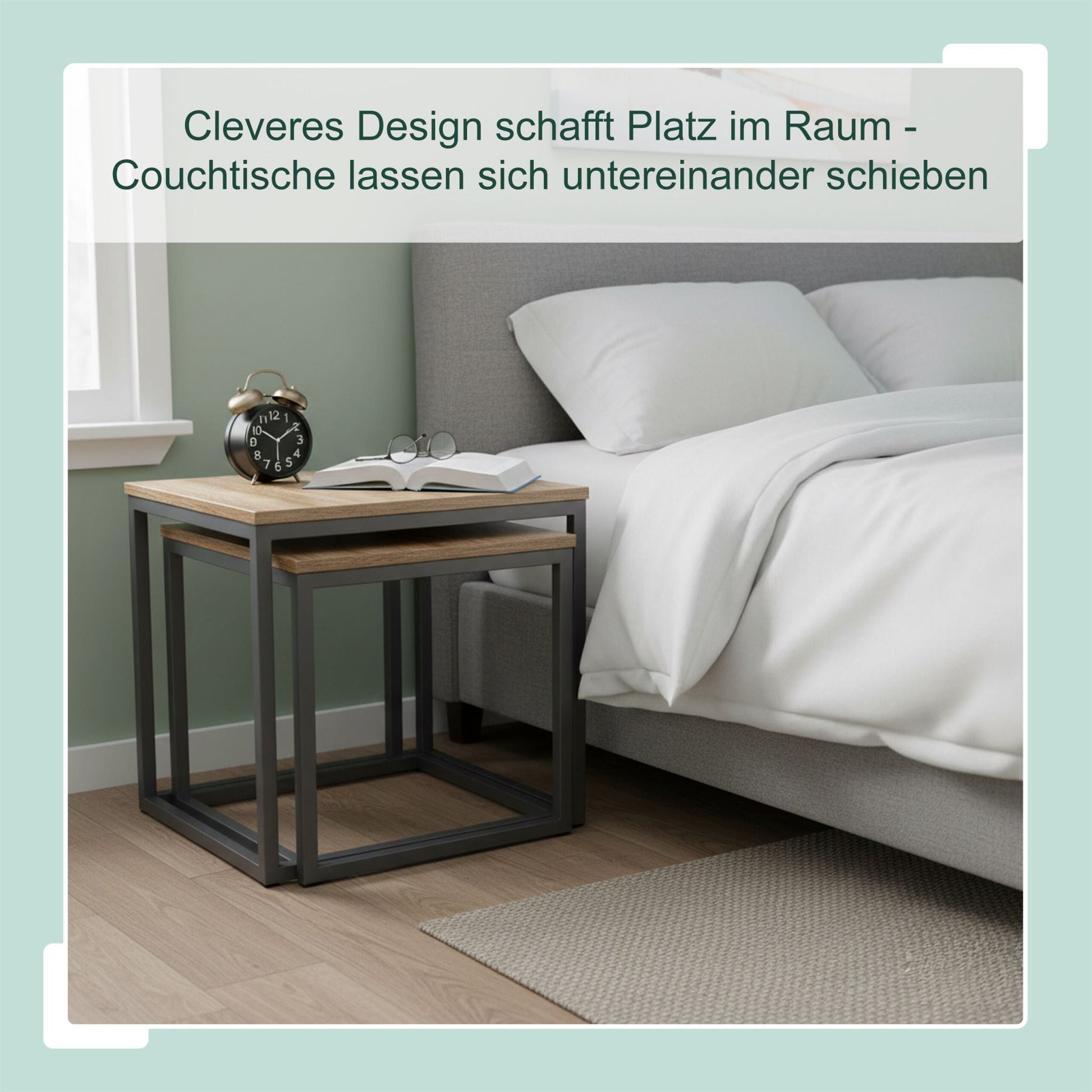 Satztisch 2er-Set Industrial Design Braun-Schwarz von Relaxdays