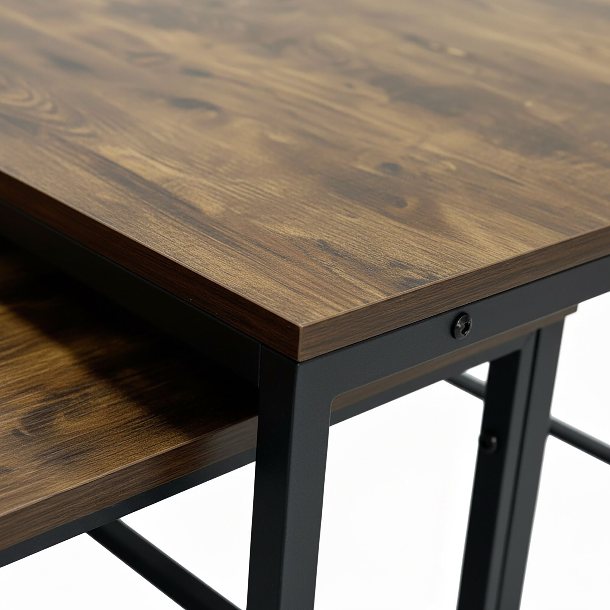 Satztisch 2er-Set Industrial Design Braun-Schwarz von Relaxdays