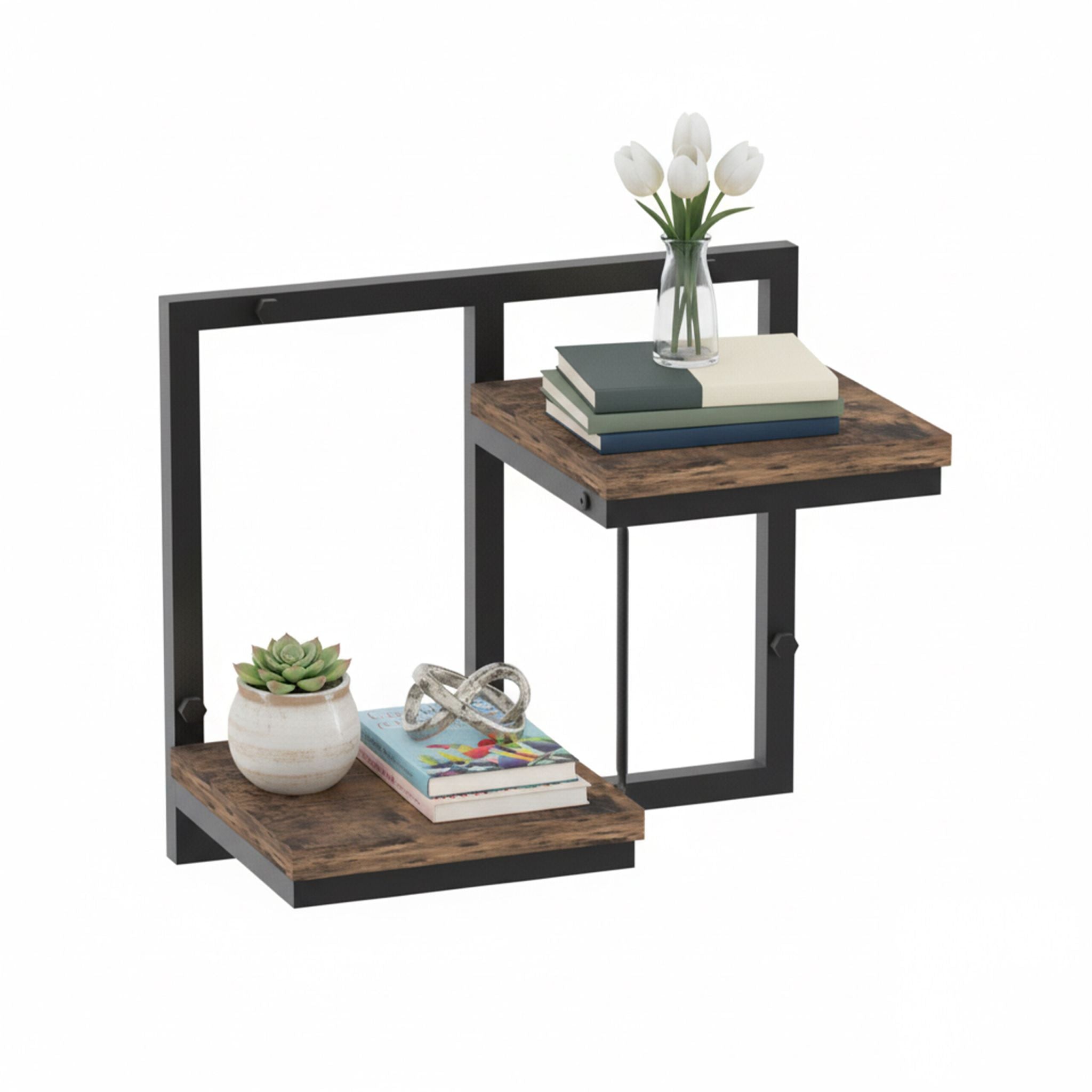 Wandregal Industrial-Design Braun-Schwarz von Relaxdays