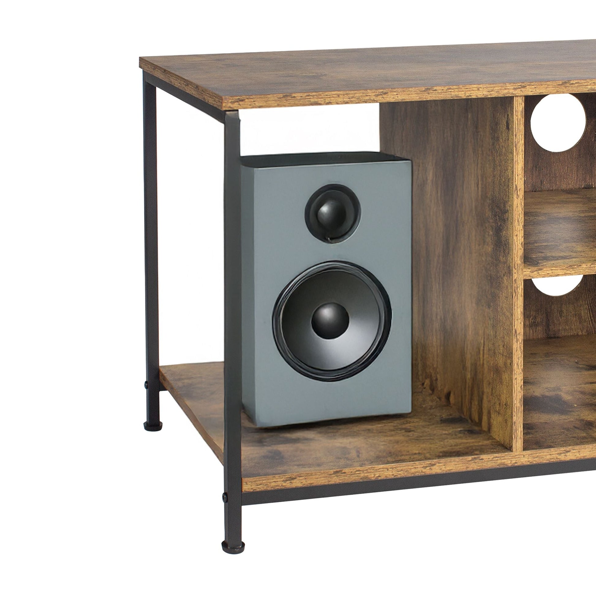 TV Lowboard 4 Fächer Braun-Schwarz von Relaxdays