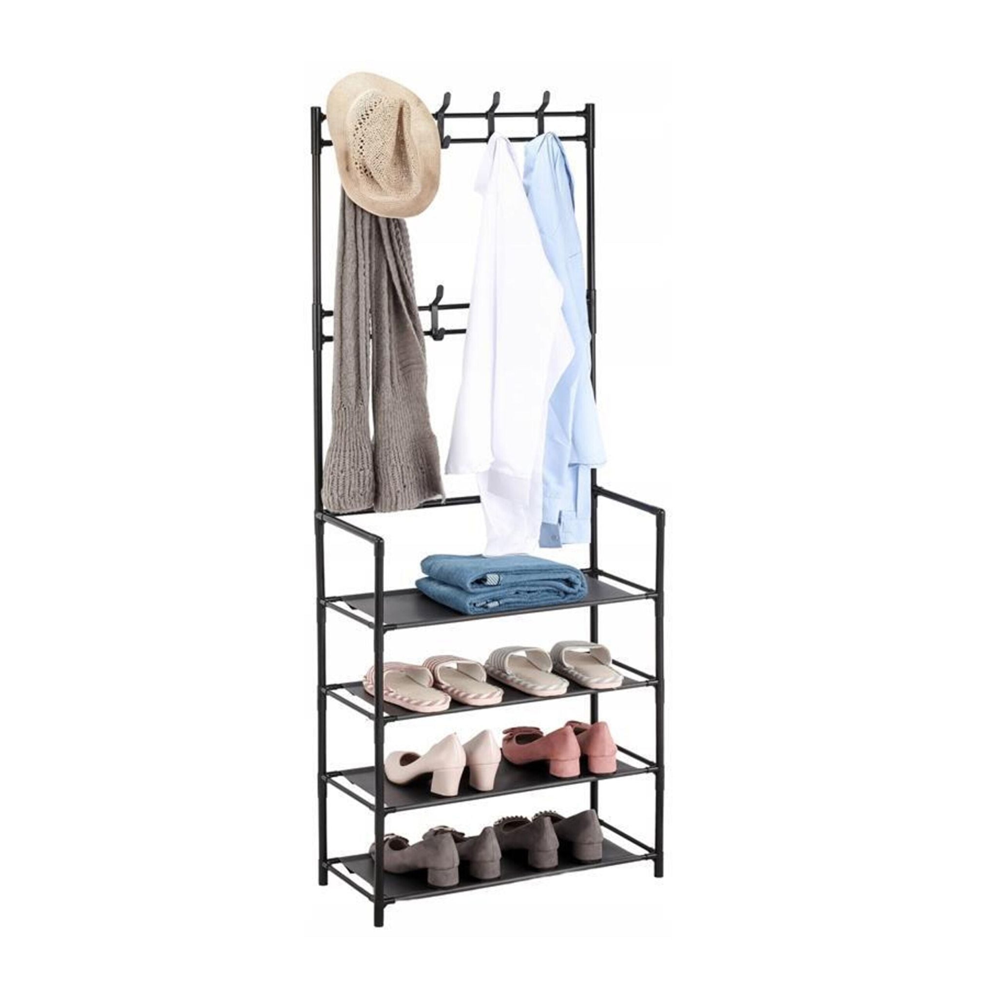 Garderobenständer mit Schuhregal Schwarz von Relaxdays
