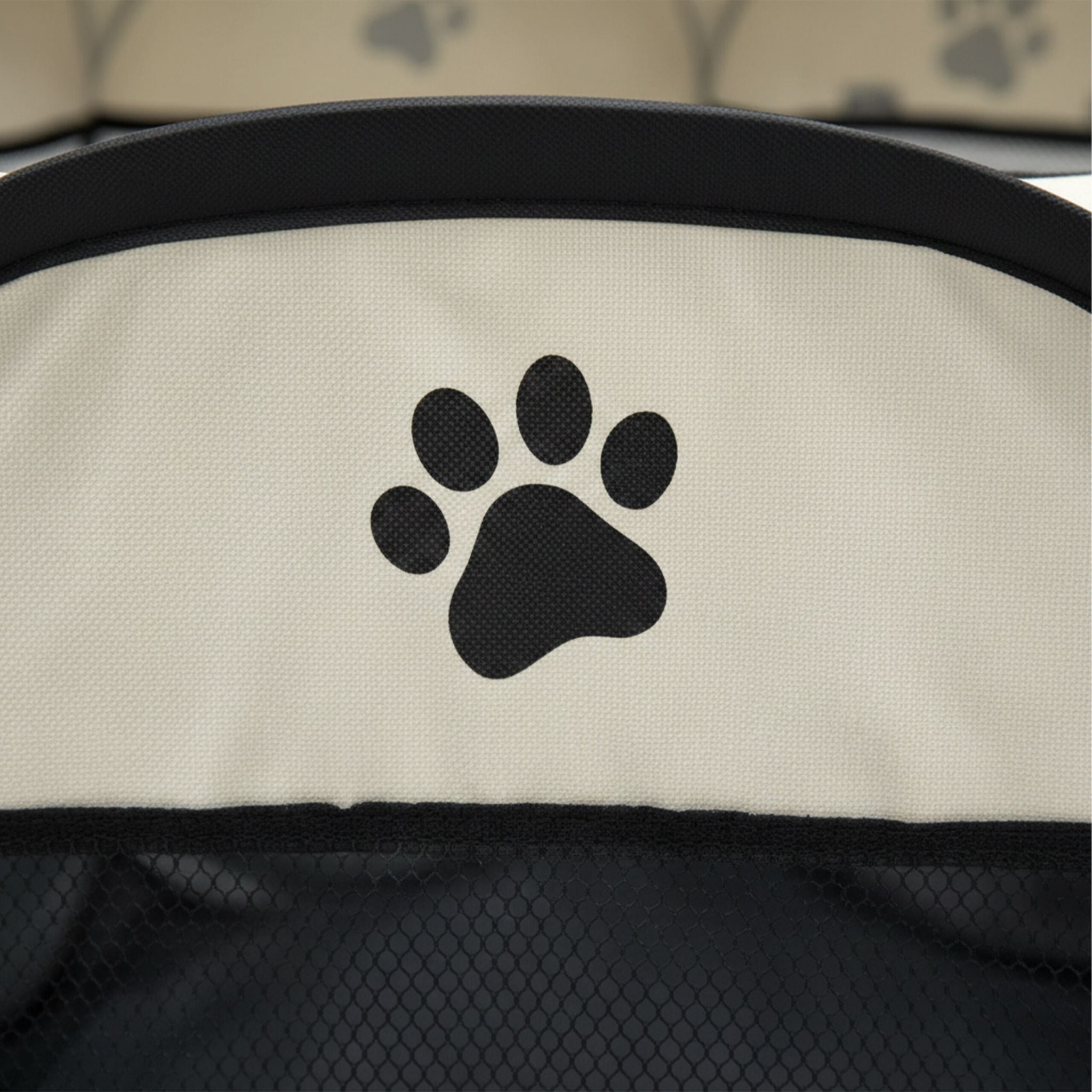 Faltbarer Welpenauslauf indoor & outdoor Creme-Schwarz-Grau von Relaxdays