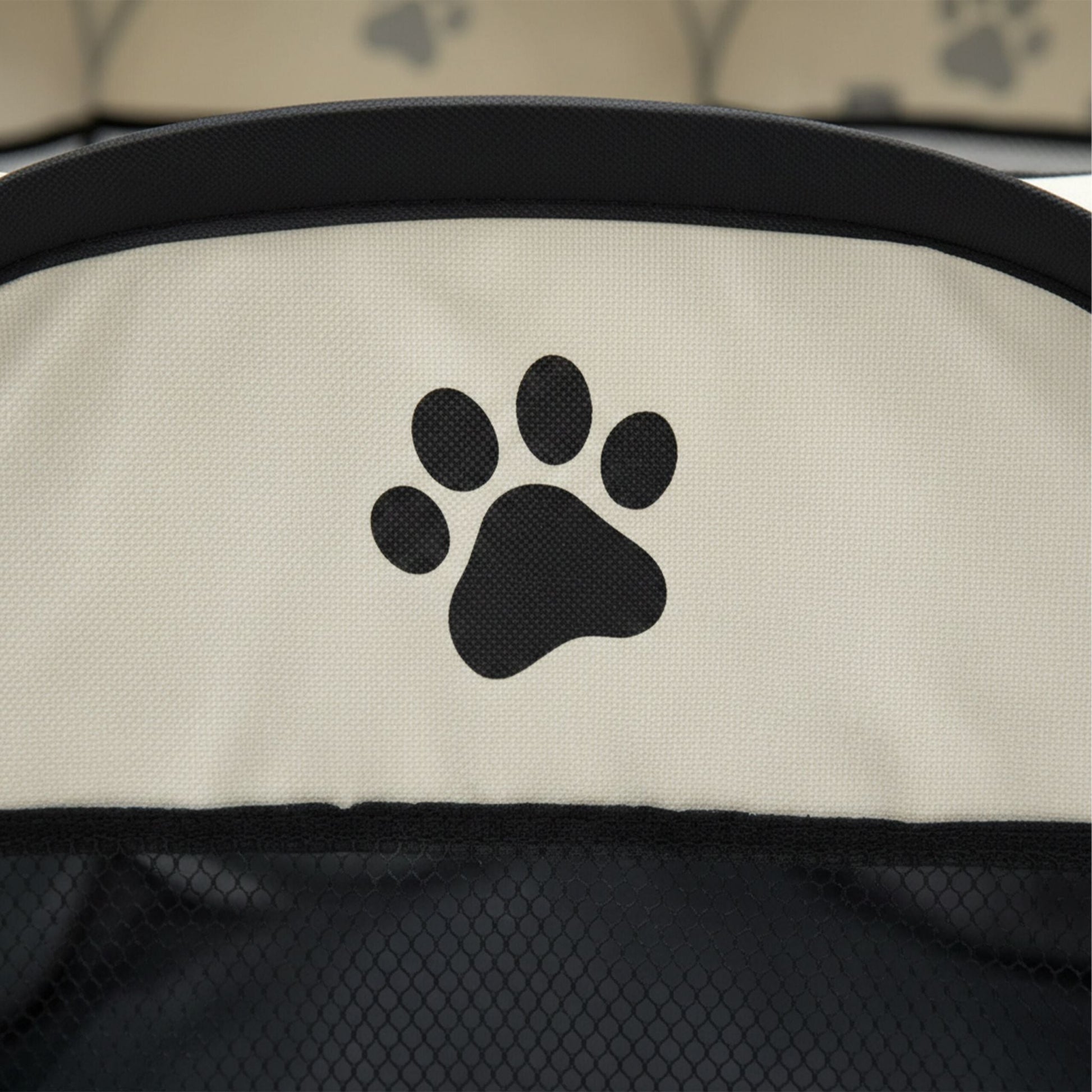 Faltbarer Welpenauslauf indoor & outdoor Creme-Schwarz-Grau von Relaxdays