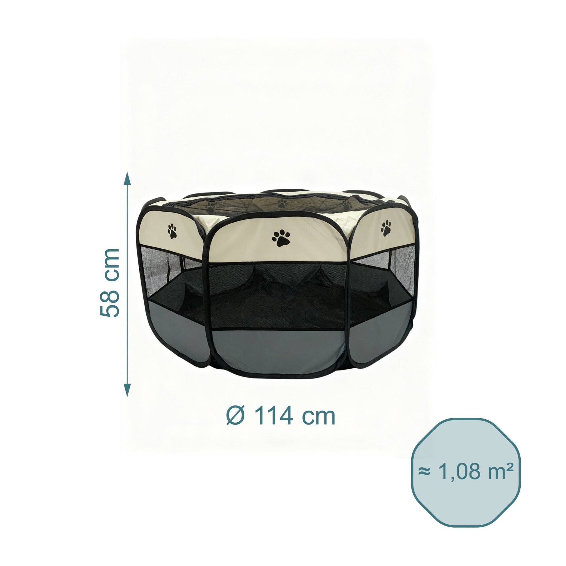 Faltbarer Welpenauslauf indoor & outdoor Creme-Schwarz-Grau von Relaxdays