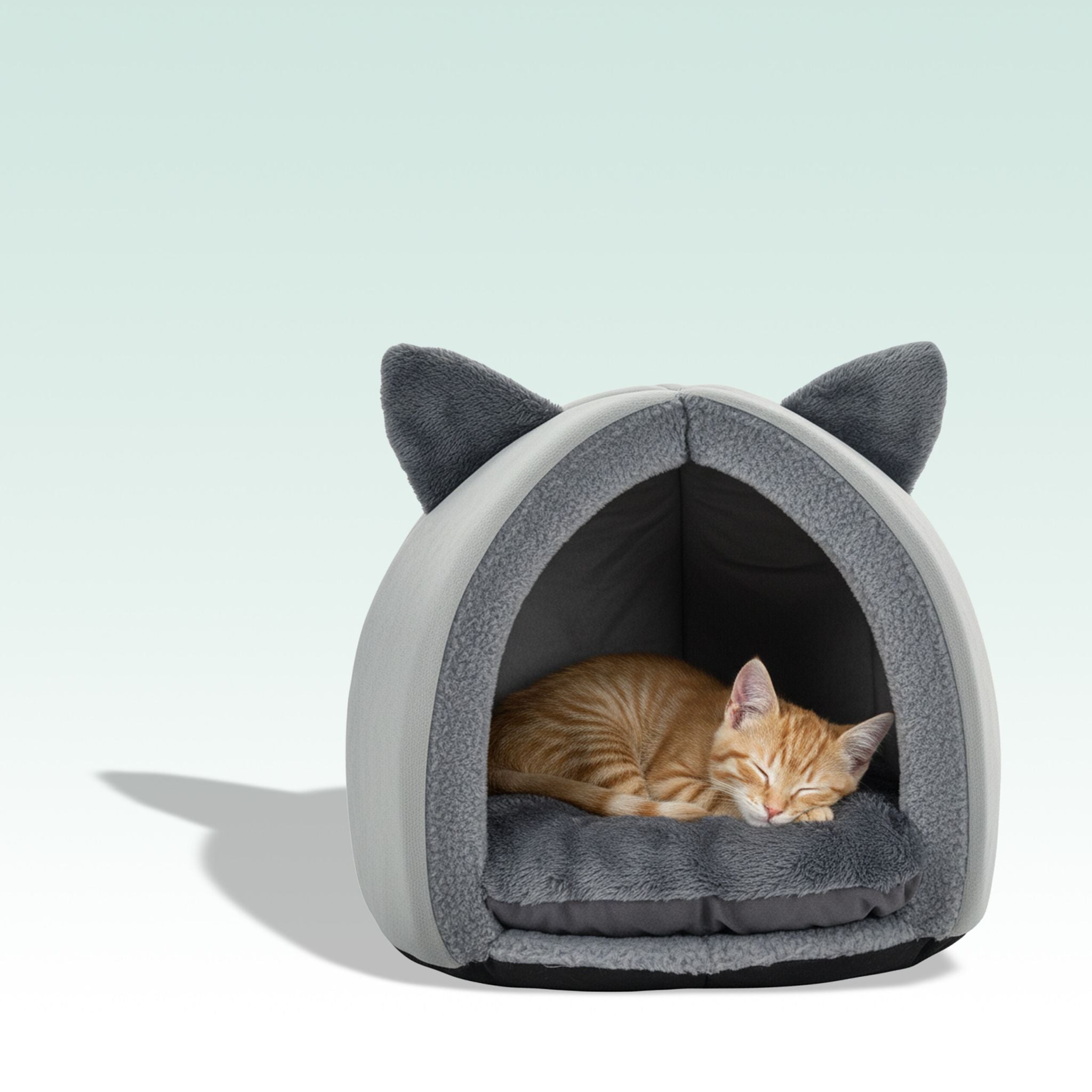 Katzenhöhle mit Katzenohren Grau von Relaxdays