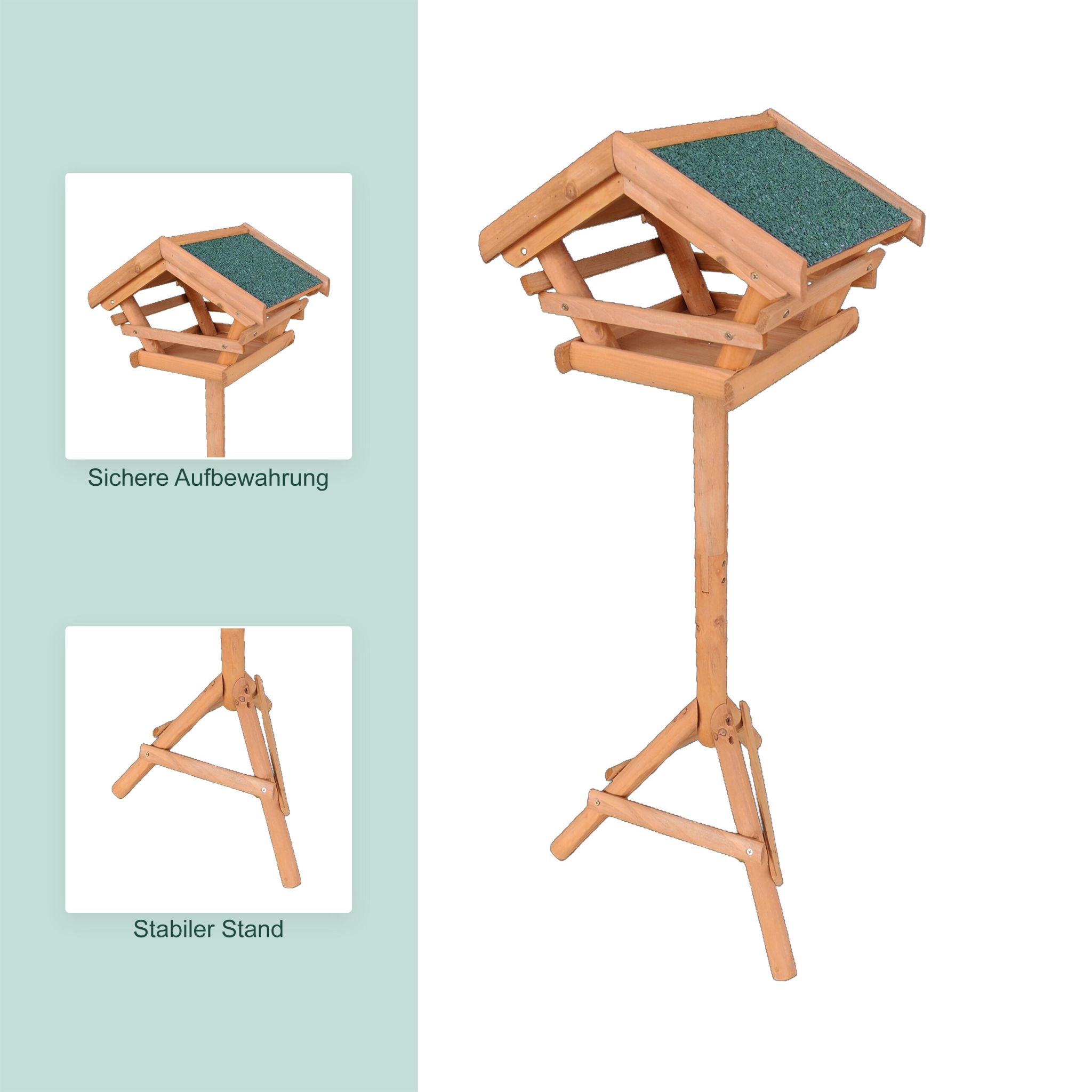 Vogelfutterhaus Tannenholz Dunkelgrün-Orange von Relaxdays