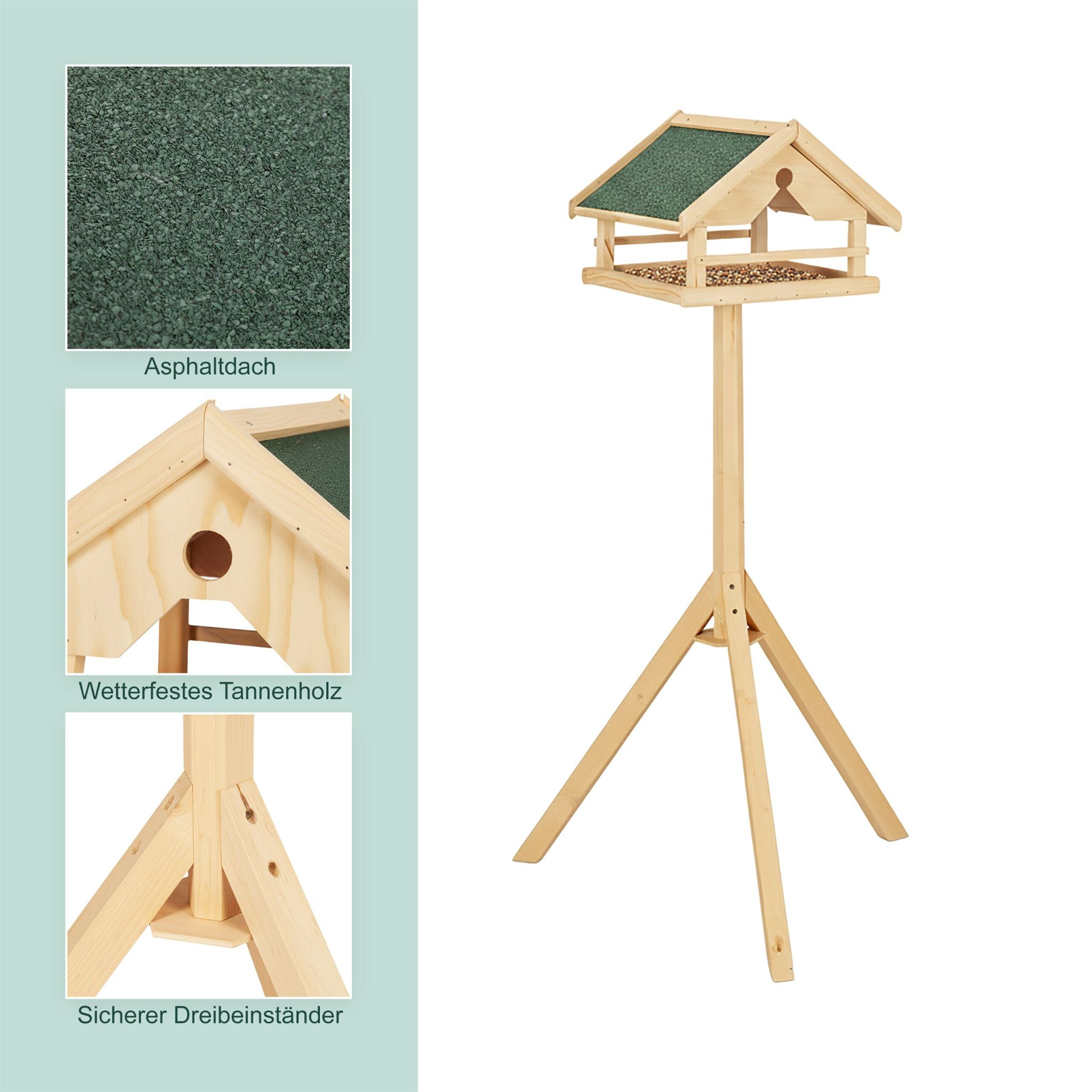 Vogelfutterhaus mit Ständer Dunkelgrün-Hellbraun von Relaxdays