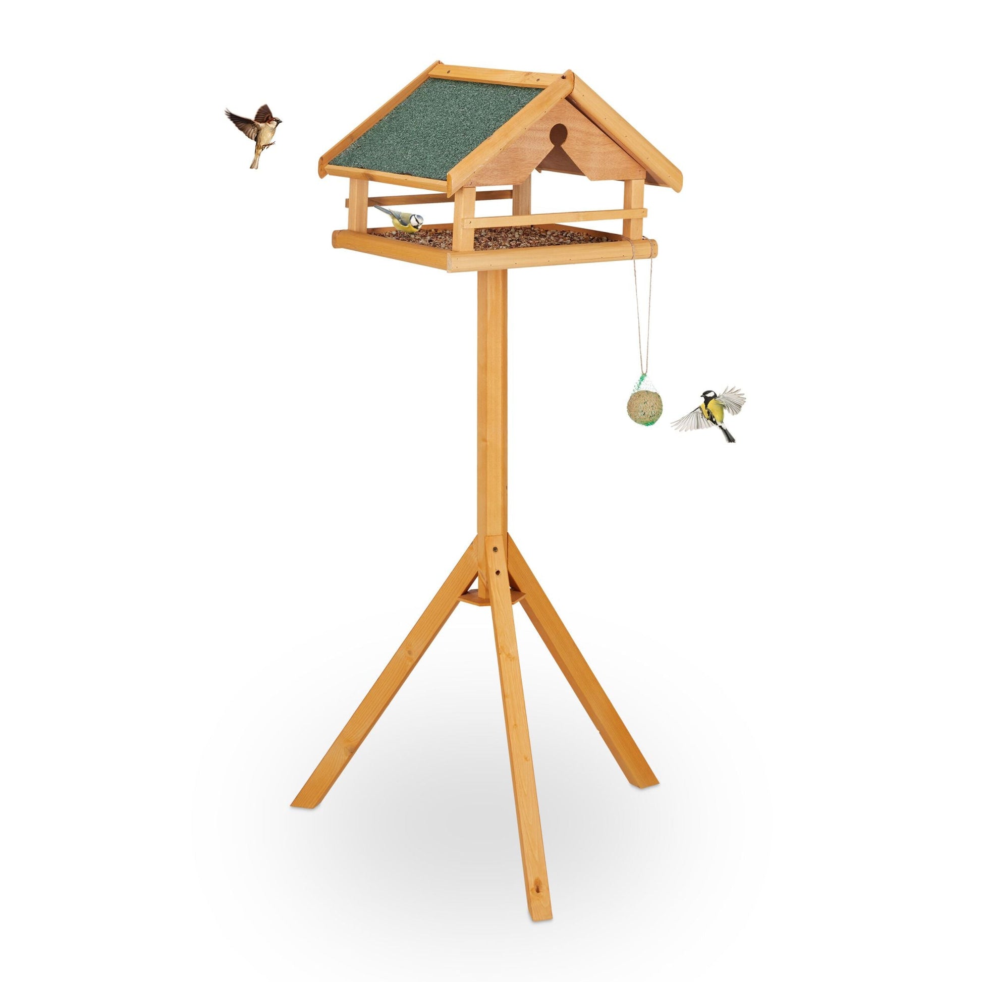 Vogelfutterhaus mit Ständer Dunkelgrün-Orange von Relaxdays