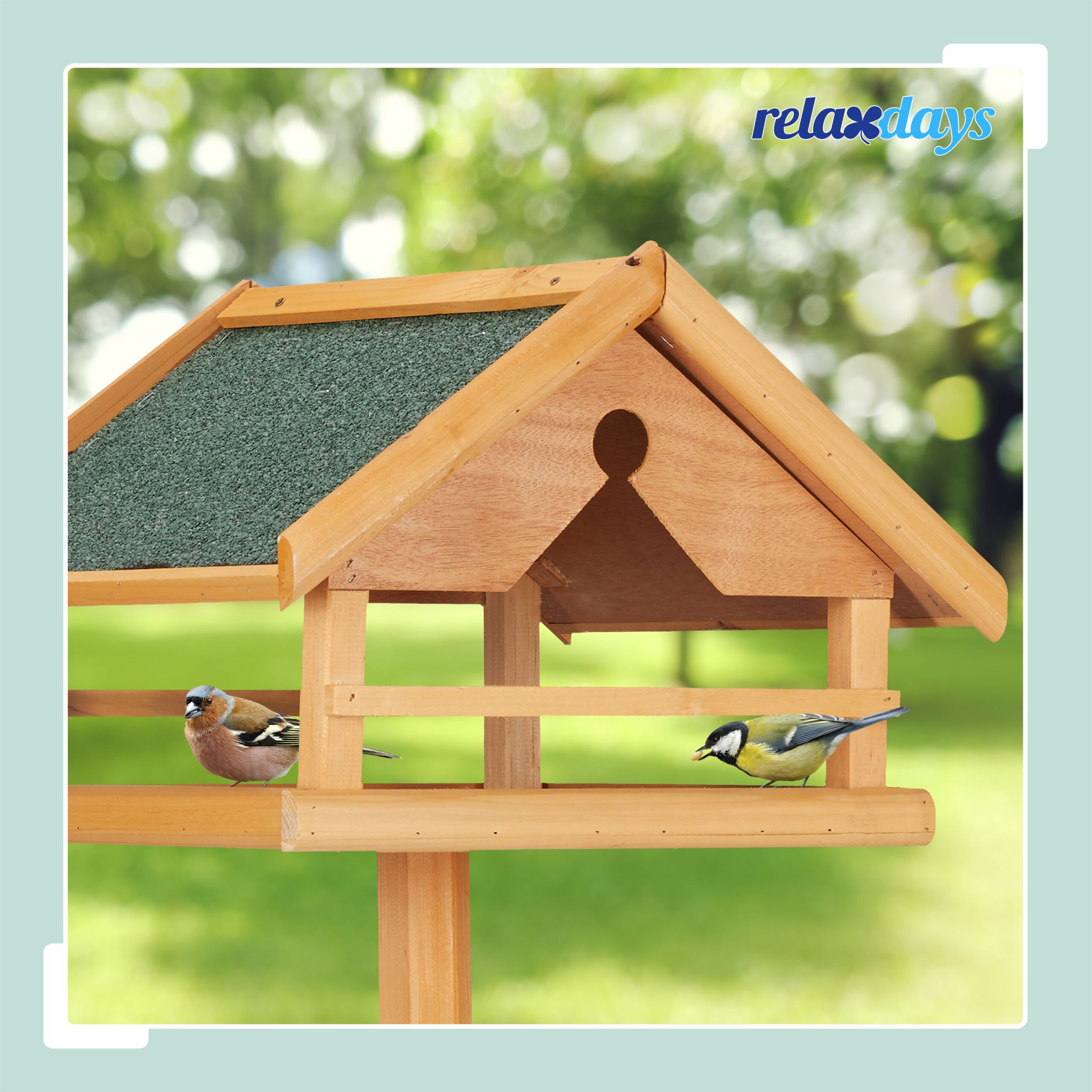 Vogelfutterhaus mit Ständer Dunkelgrün-Orange von Relaxdays